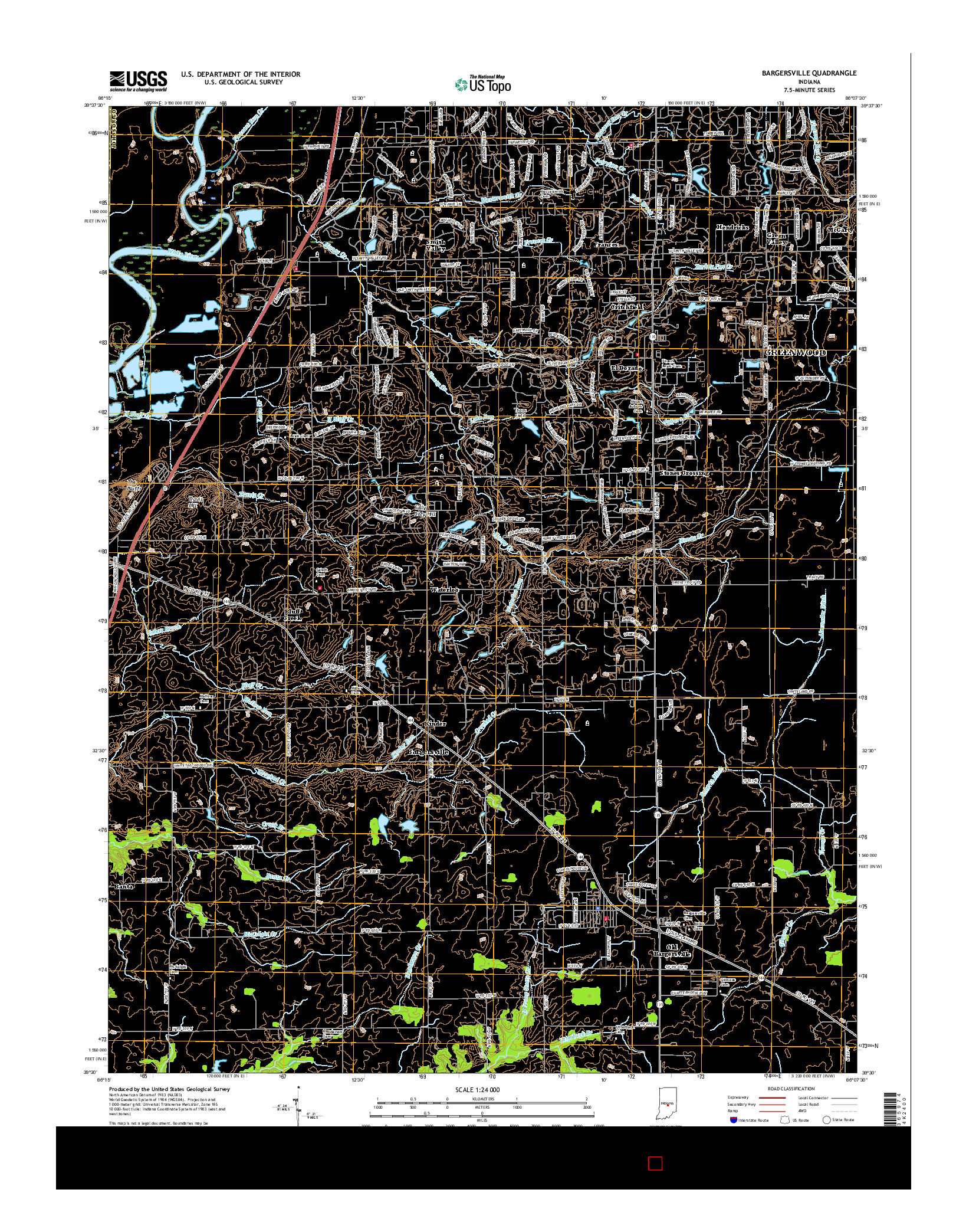 USGS US TOPO 7.5-MINUTE MAP FOR BARGERSVILLE, IN 2016