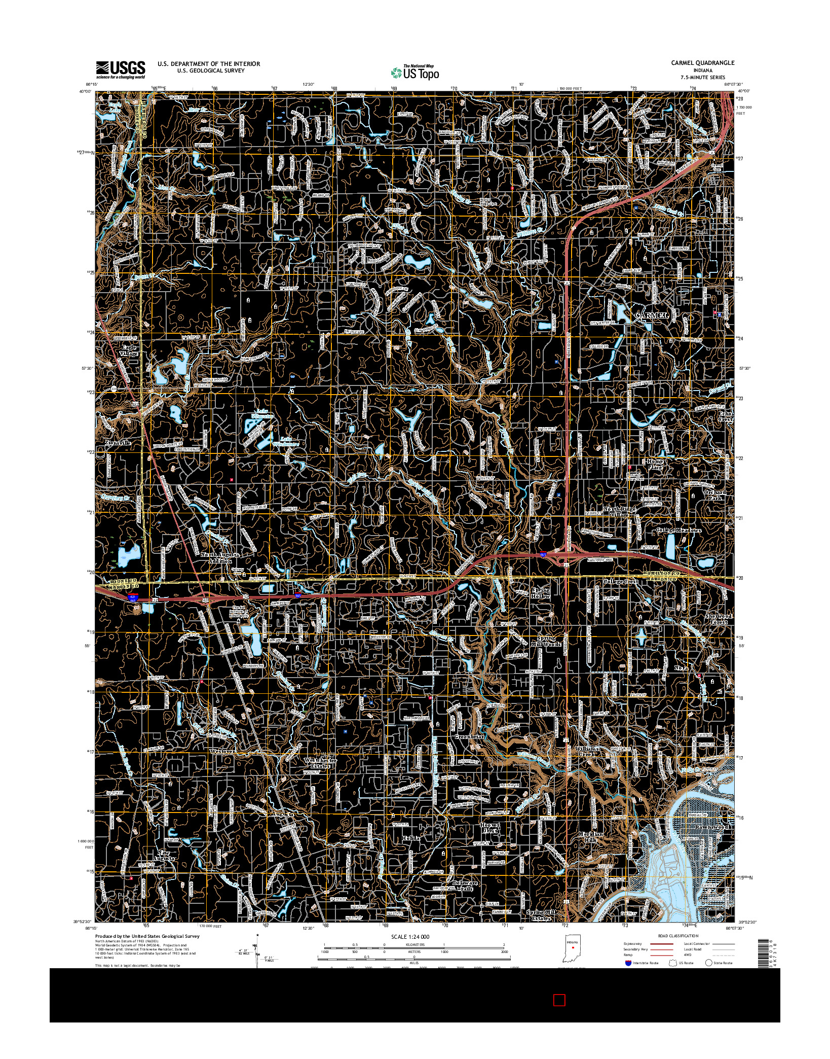 USGS US TOPO 7.5-MINUTE MAP FOR CARMEL, IN 2016