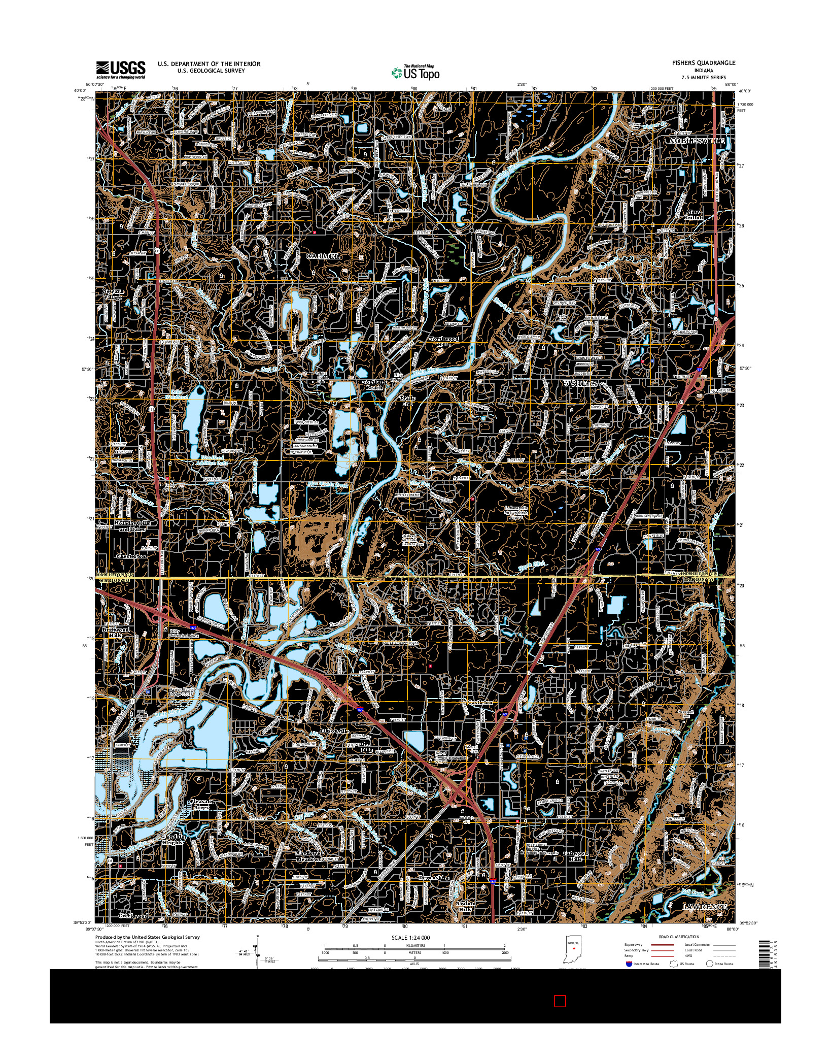 USGS US TOPO 7.5-MINUTE MAP FOR FISHERS, IN 2016