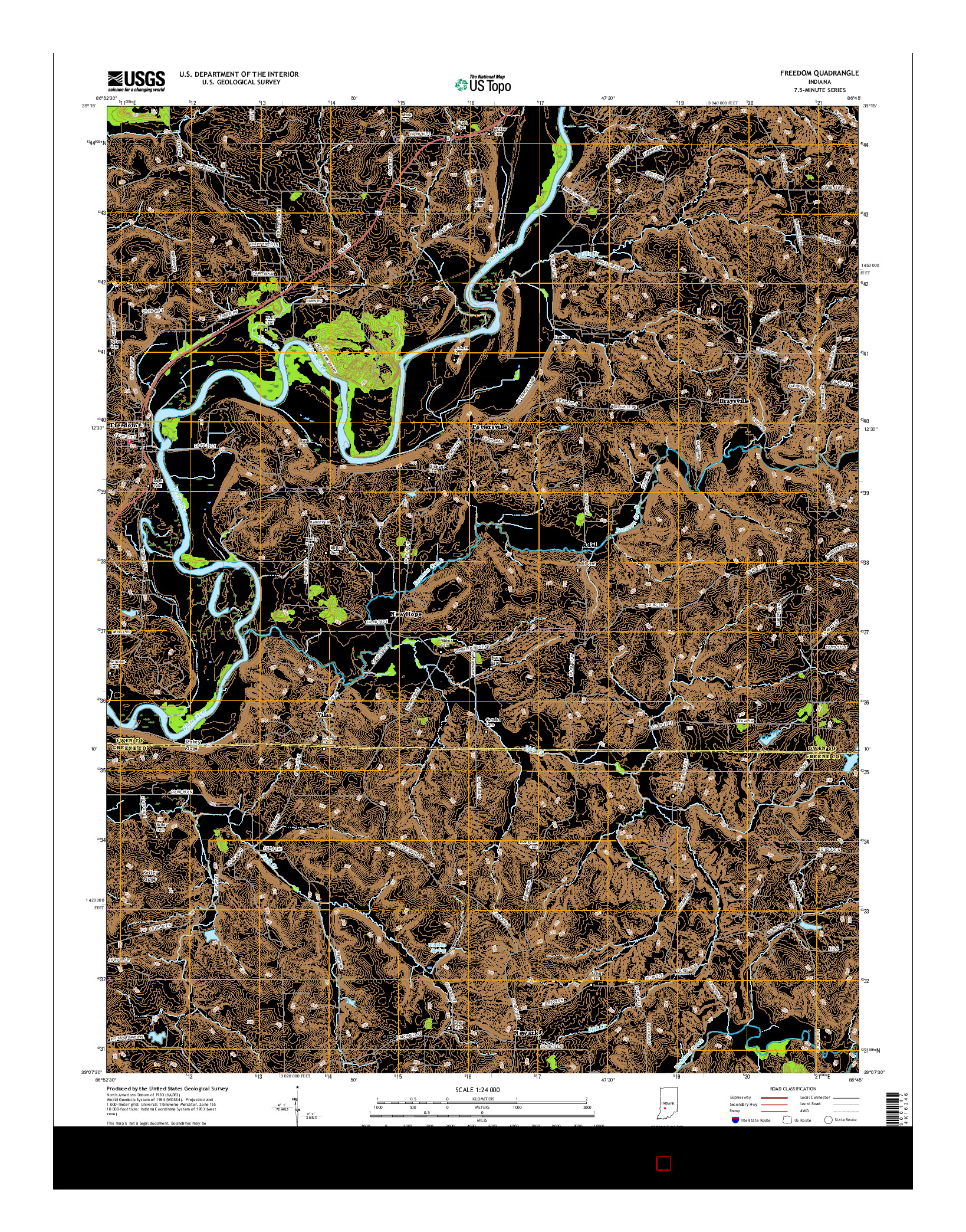 USGS US TOPO 7.5-MINUTE MAP FOR FREEDOM, IN 2016