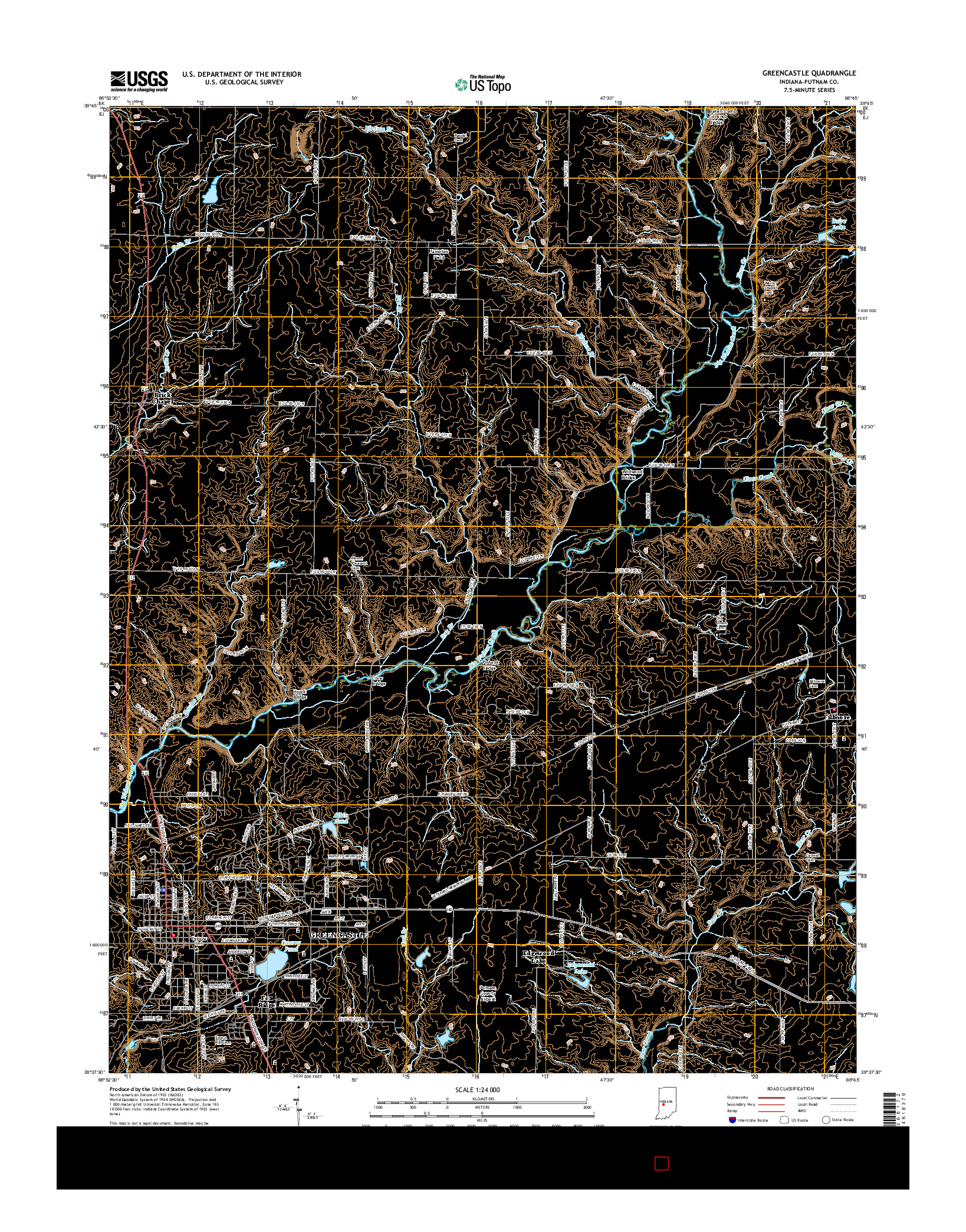 USGS US TOPO 7.5-MINUTE MAP FOR GREENCASTLE, IN 2016