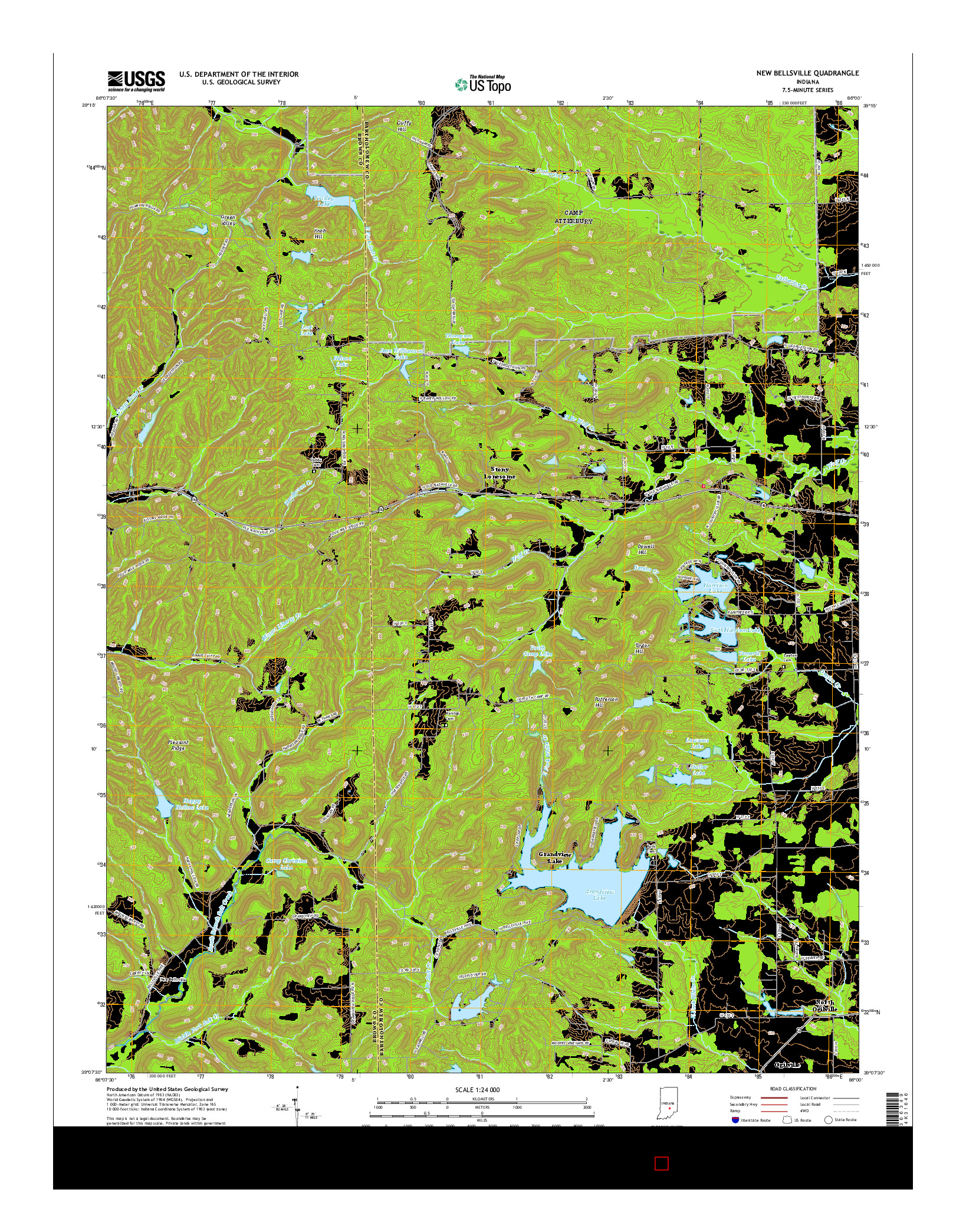 USGS US TOPO 7.5-MINUTE MAP FOR NEW BELLSVILLE, IN 2016