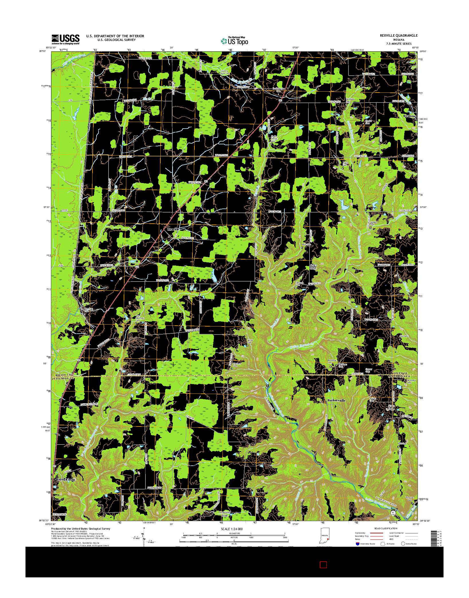 USGS US TOPO 7.5-MINUTE MAP FOR REXVILLE, IN 2016