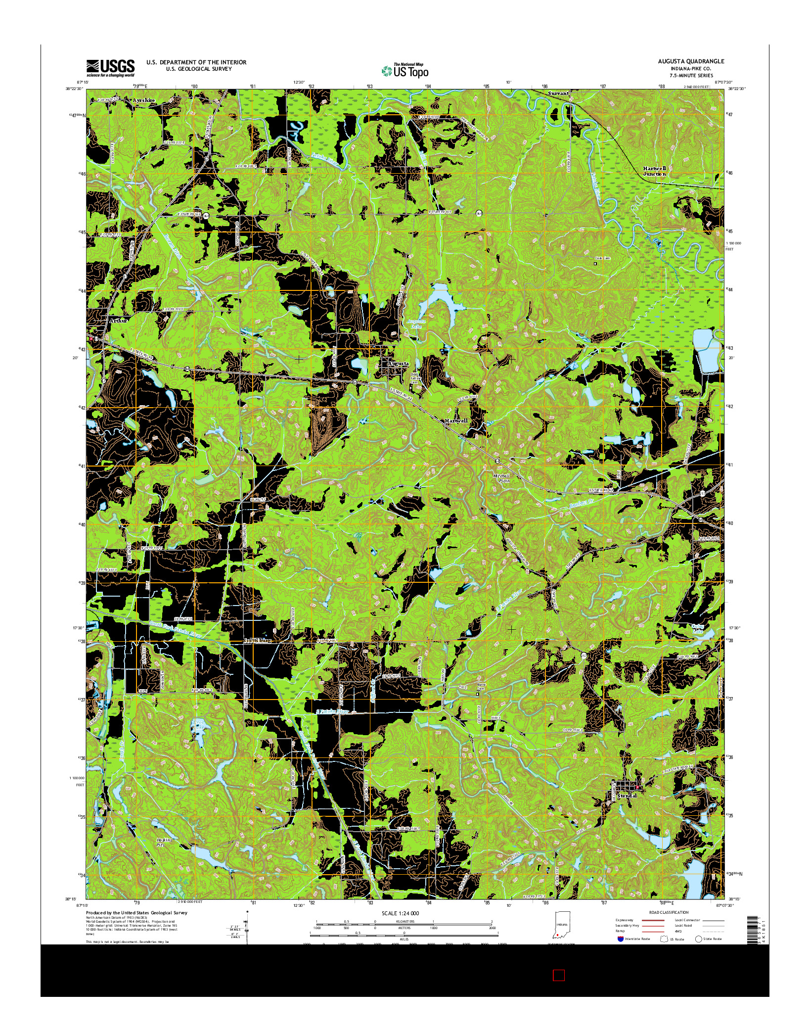 USGS US TOPO 7.5-MINUTE MAP FOR AUGUSTA, IN 2016