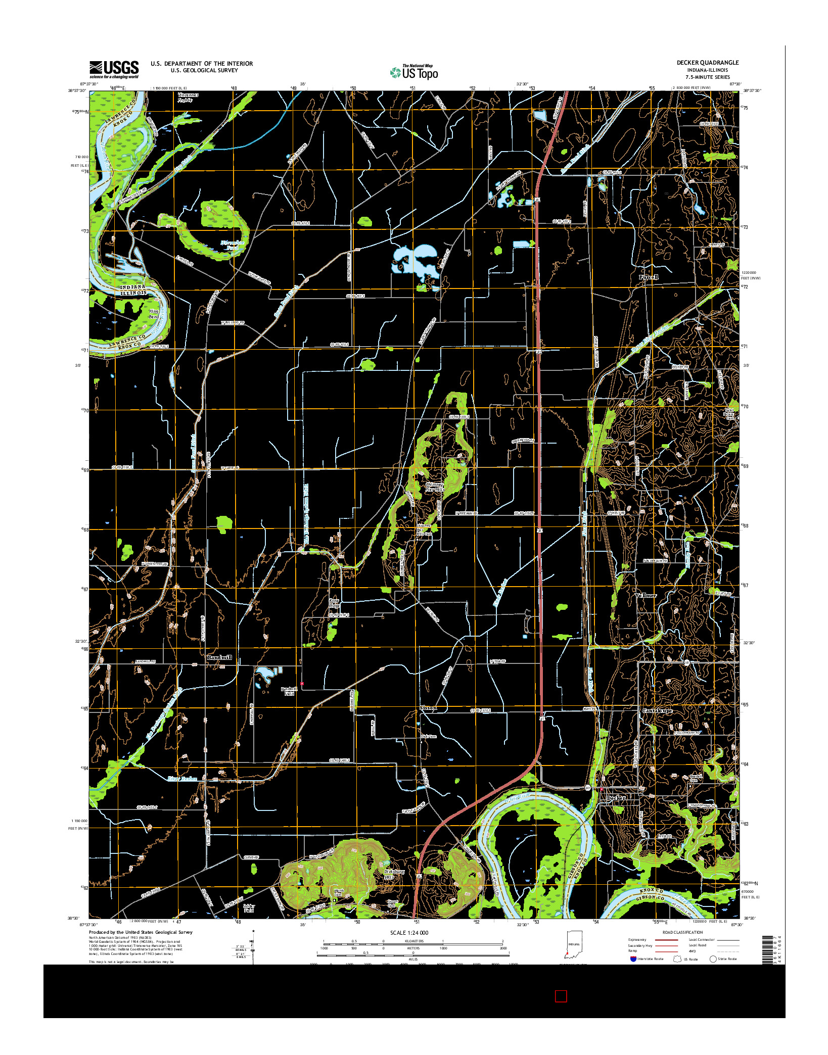 USGS US TOPO 7.5-MINUTE MAP FOR DECKER, IN-IL 2016