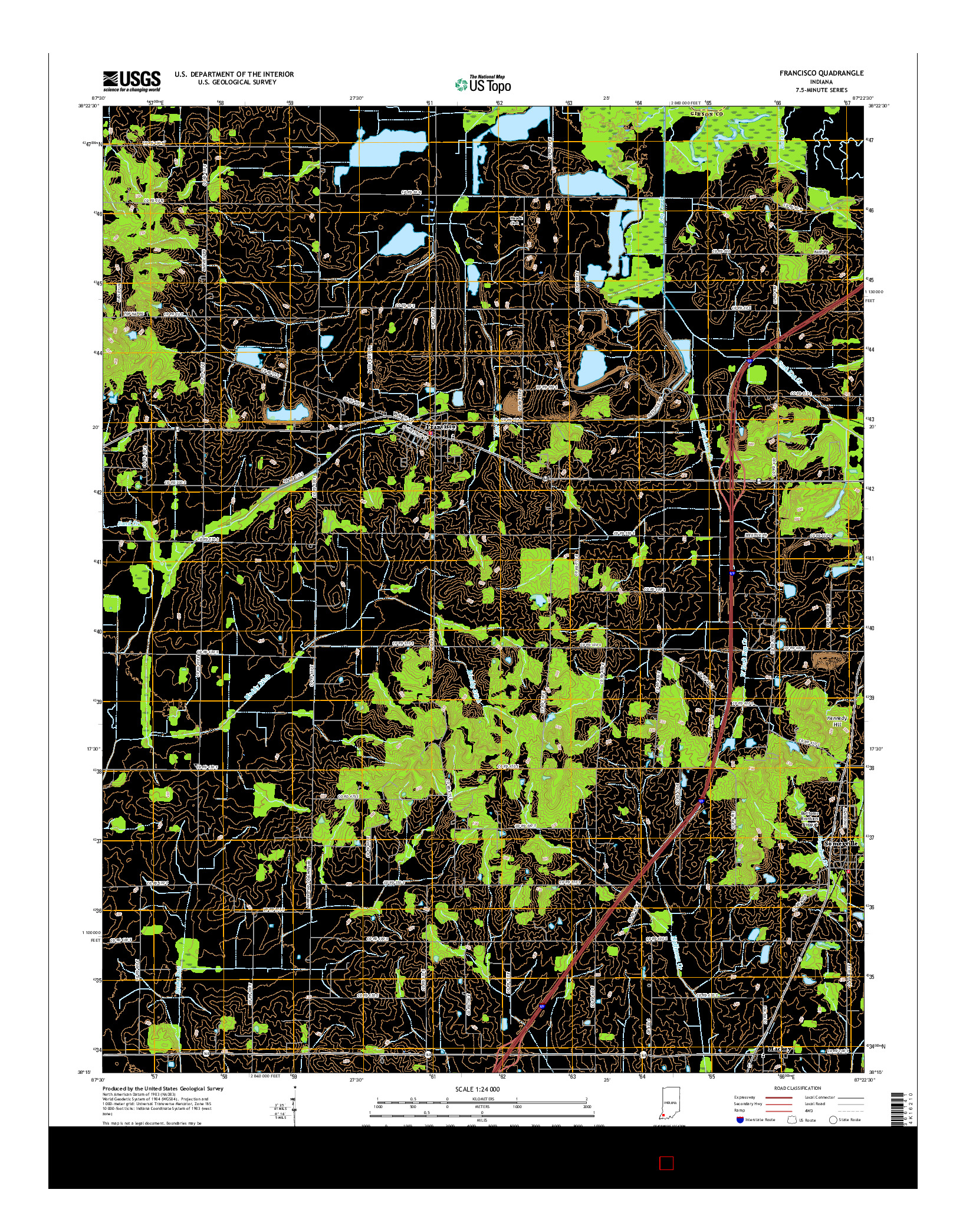 USGS US TOPO 7.5-MINUTE MAP FOR FRANCISCO, IN 2016