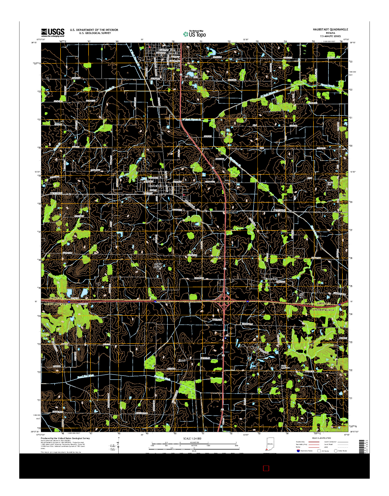 USGS US TOPO 7.5-MINUTE MAP FOR HAUBSTADT, IN 2016