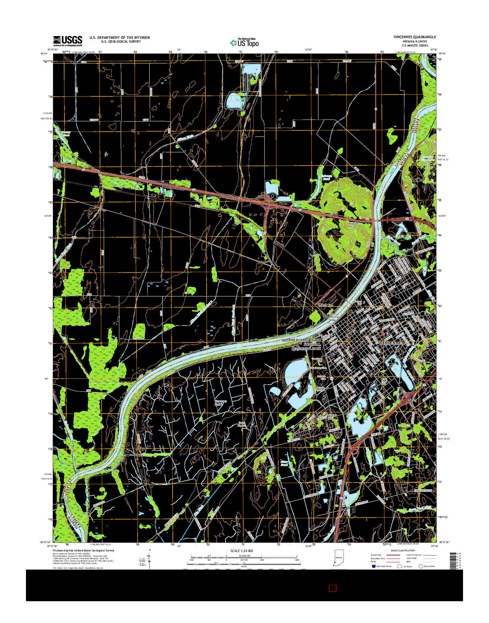 USGS US TOPO 7.5-MINUTE MAP FOR VINCENNES, IN-IL 2016
