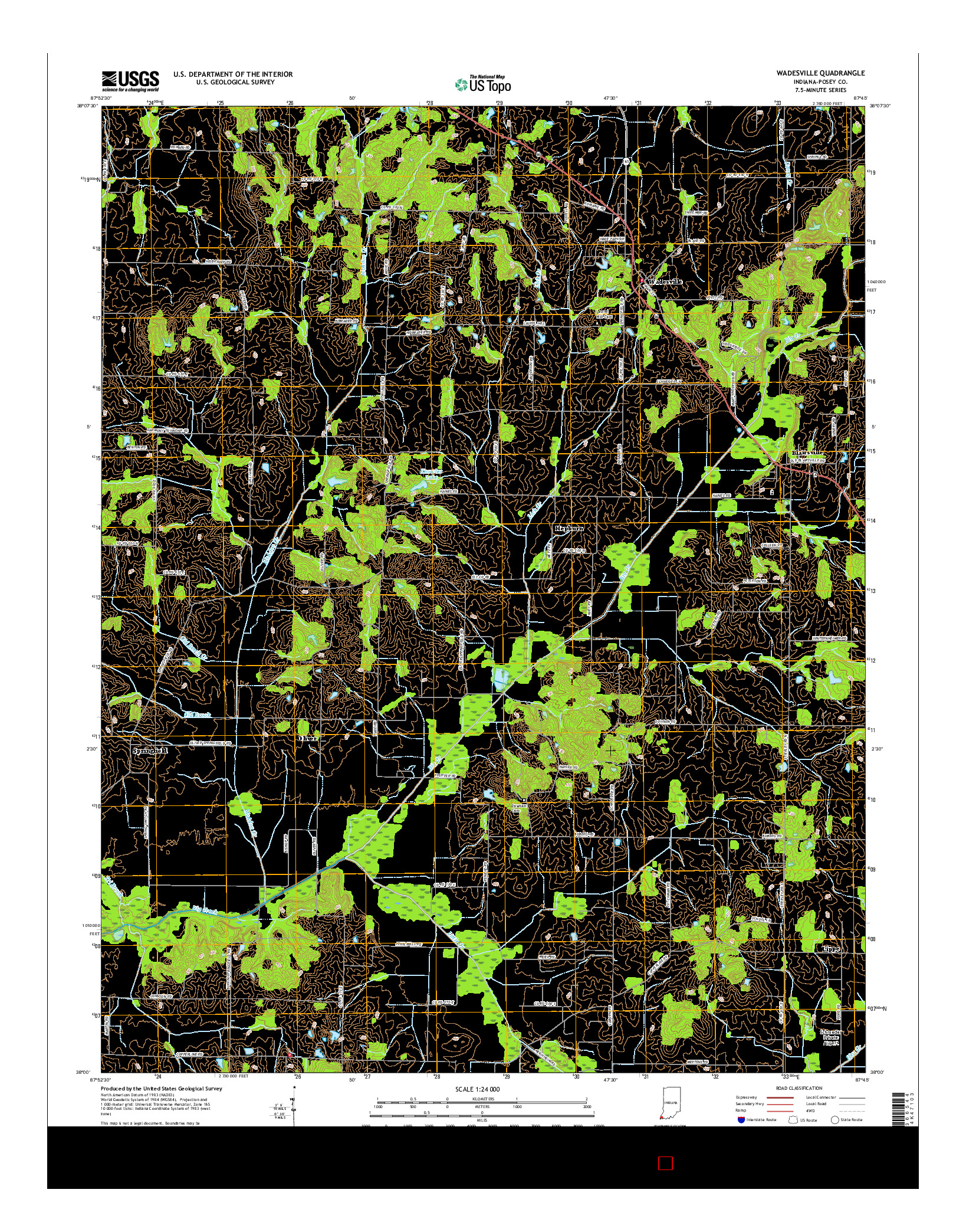 USGS US TOPO 7.5-MINUTE MAP FOR WADESVILLE, IN 2016