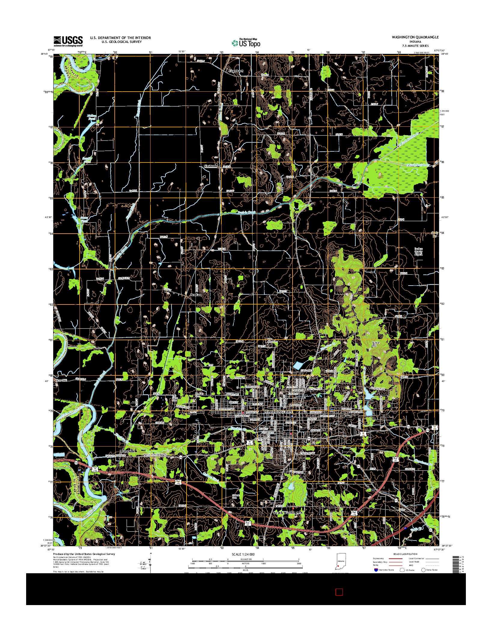 USGS US TOPO 7.5-MINUTE MAP FOR WASHINGTON, IN 2016