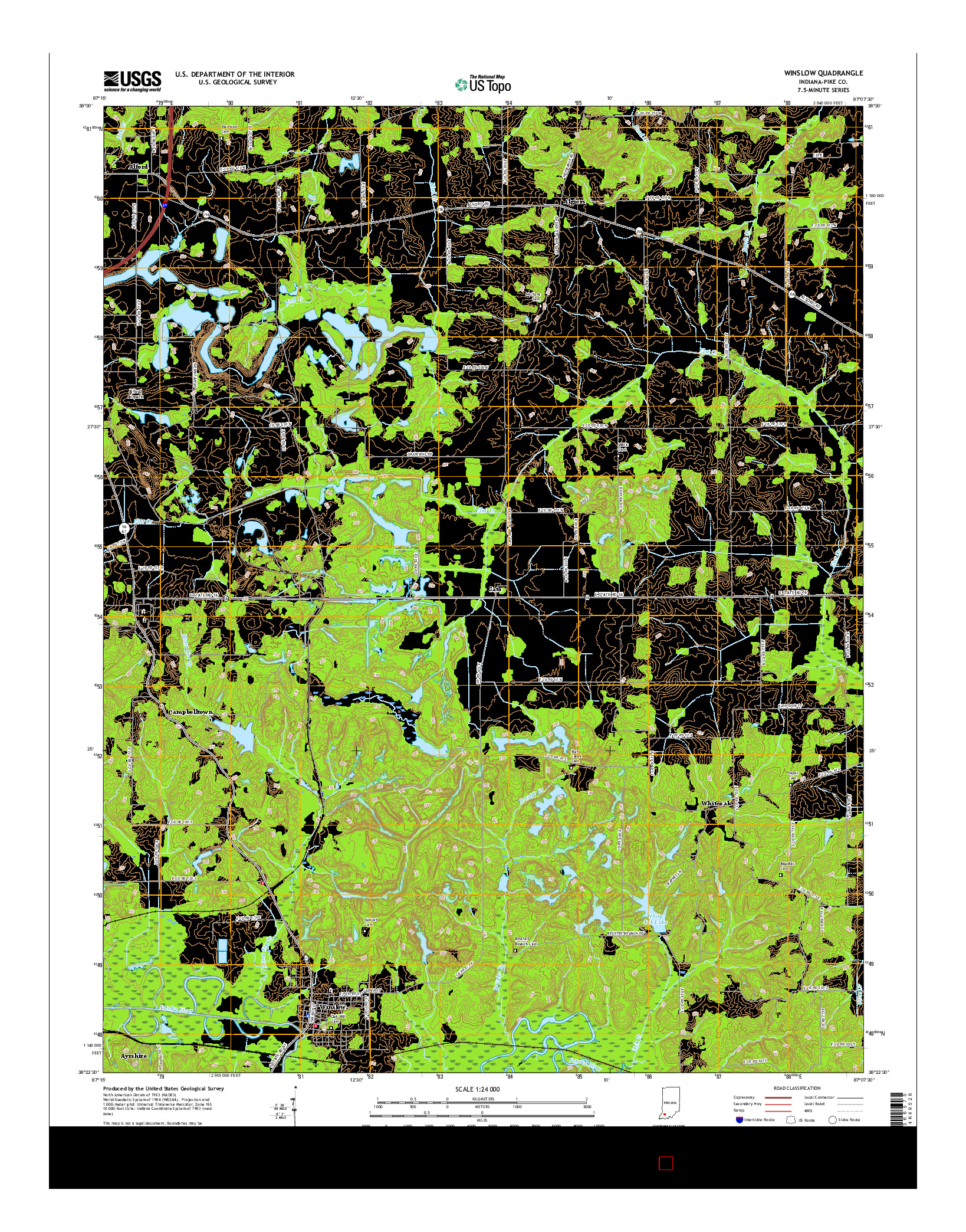 USGS US TOPO 7.5-MINUTE MAP FOR WINSLOW, IN 2016