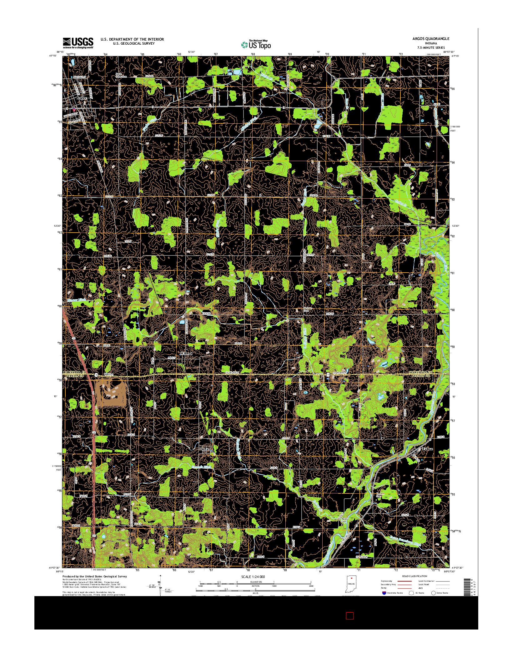 USGS US TOPO 7.5-MINUTE MAP FOR ARGOS, IN 2016