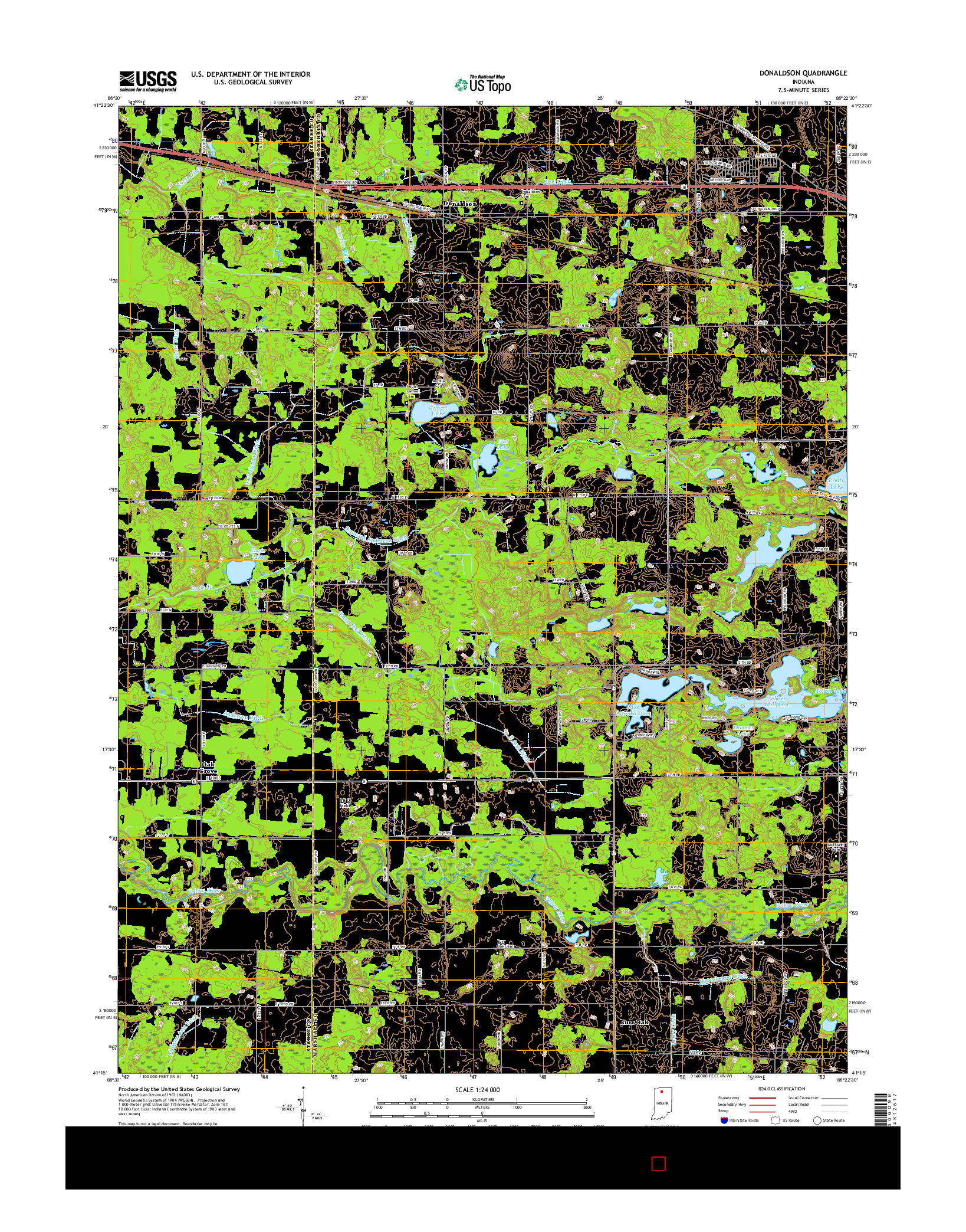 USGS US TOPO 7.5-MINUTE MAP FOR DONALDSON, IN 2016