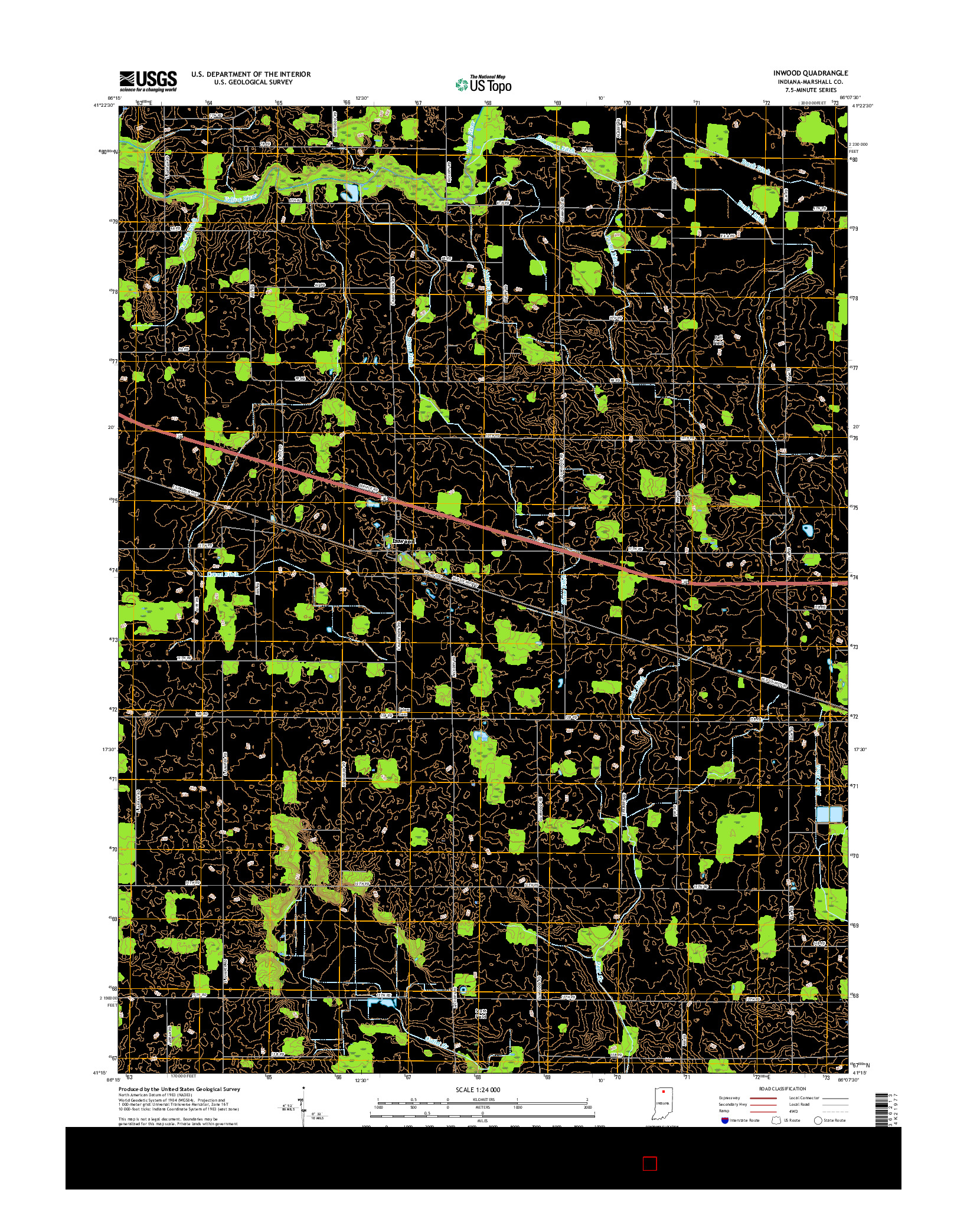 USGS US TOPO 7.5-MINUTE MAP FOR INWOOD, IN 2016