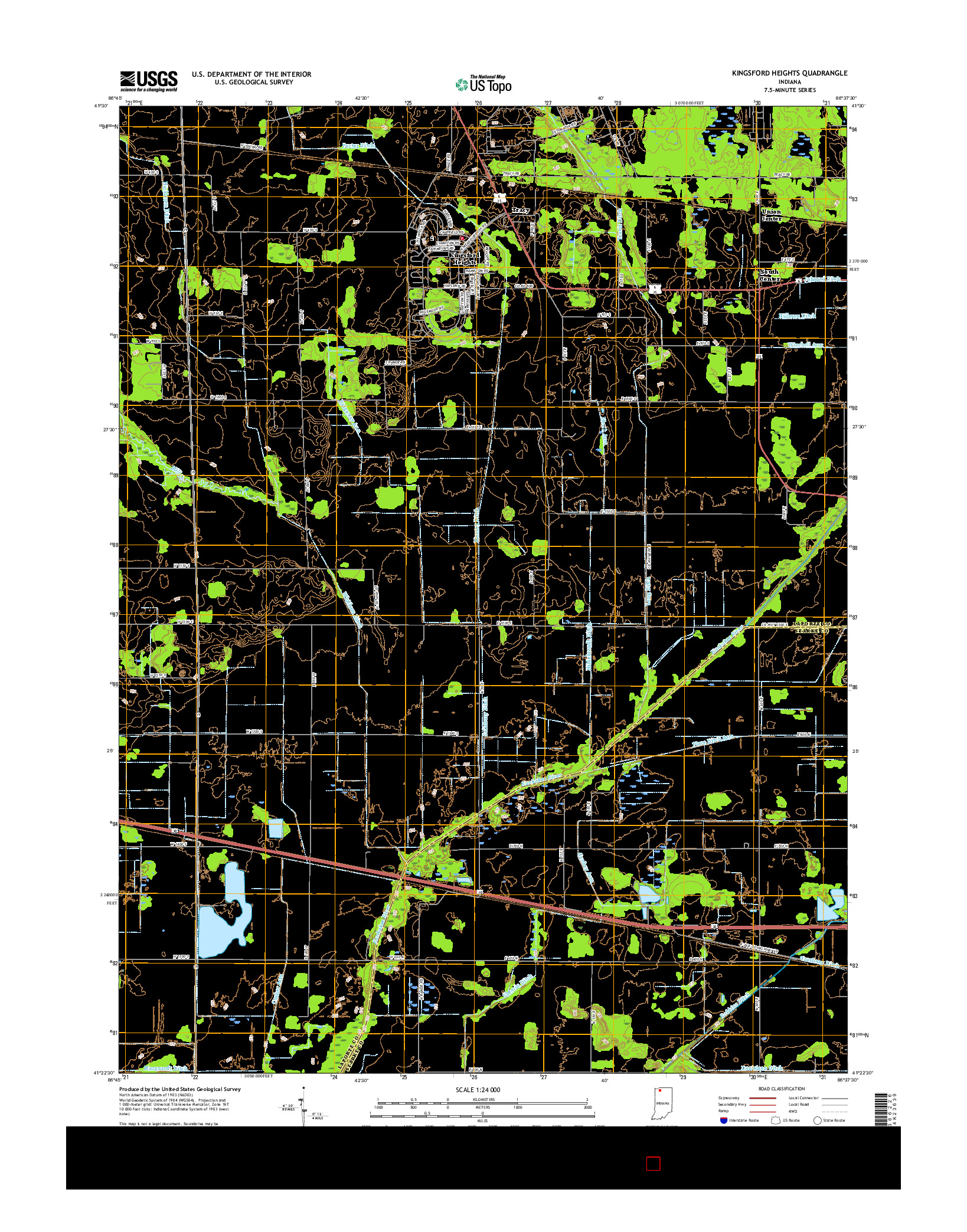 USGS US TOPO 7.5-MINUTE MAP FOR KINGSFORD HEIGHTS, IN 2016