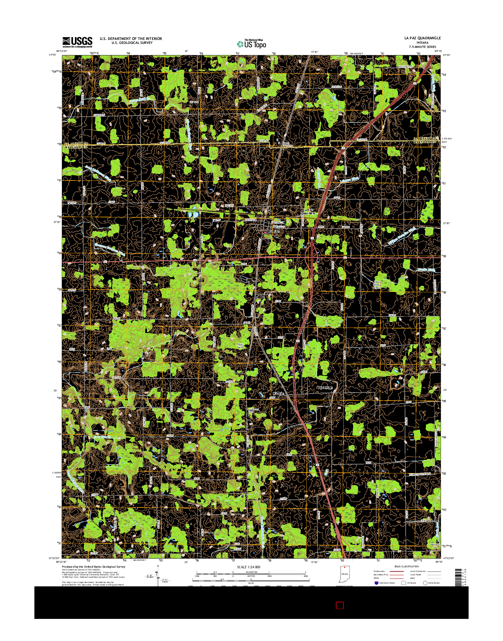 USGS US TOPO 7.5-MINUTE MAP FOR LA PAZ, IN 2016