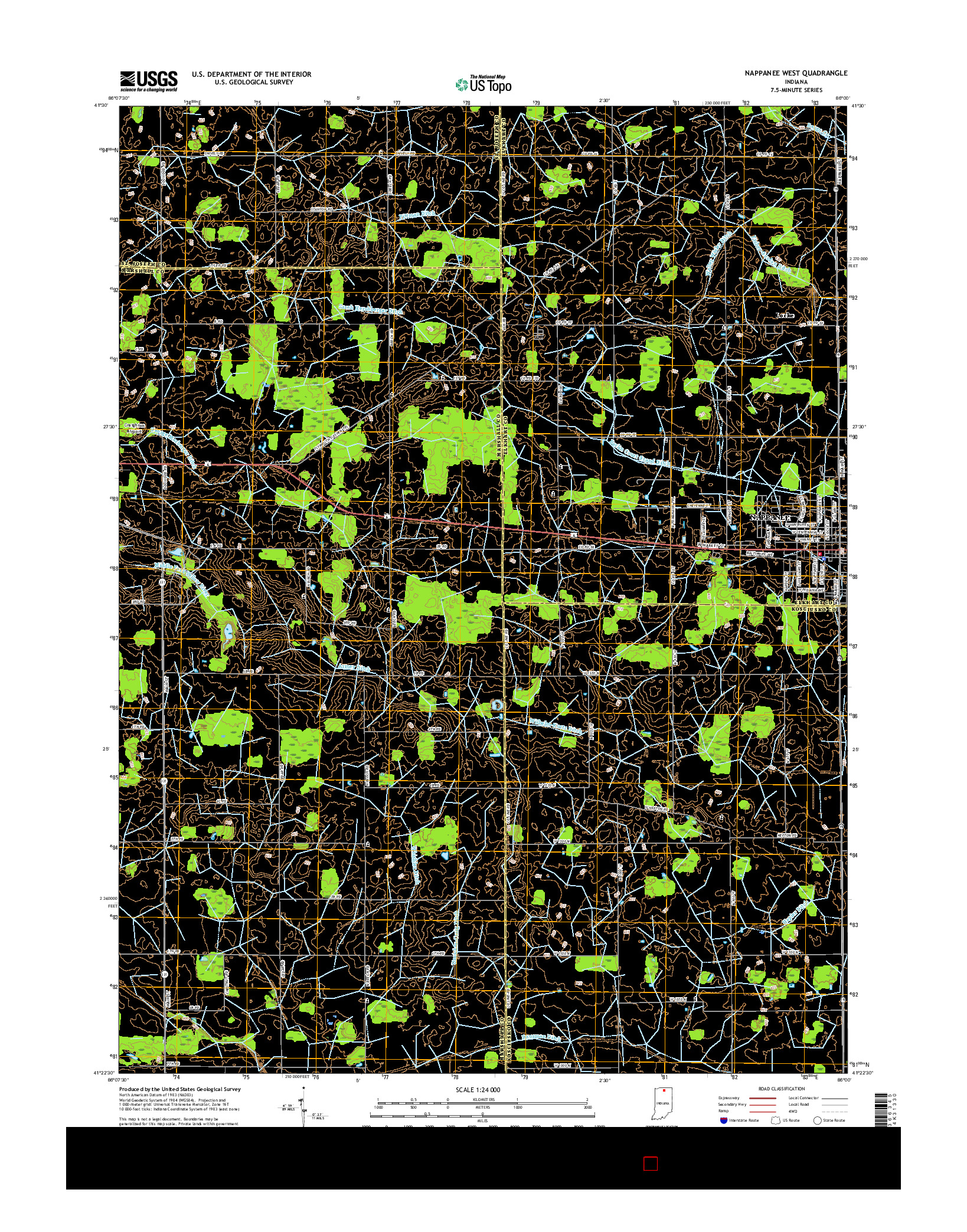 USGS US TOPO 7.5-MINUTE MAP FOR NAPPANEE WEST, IN 2016