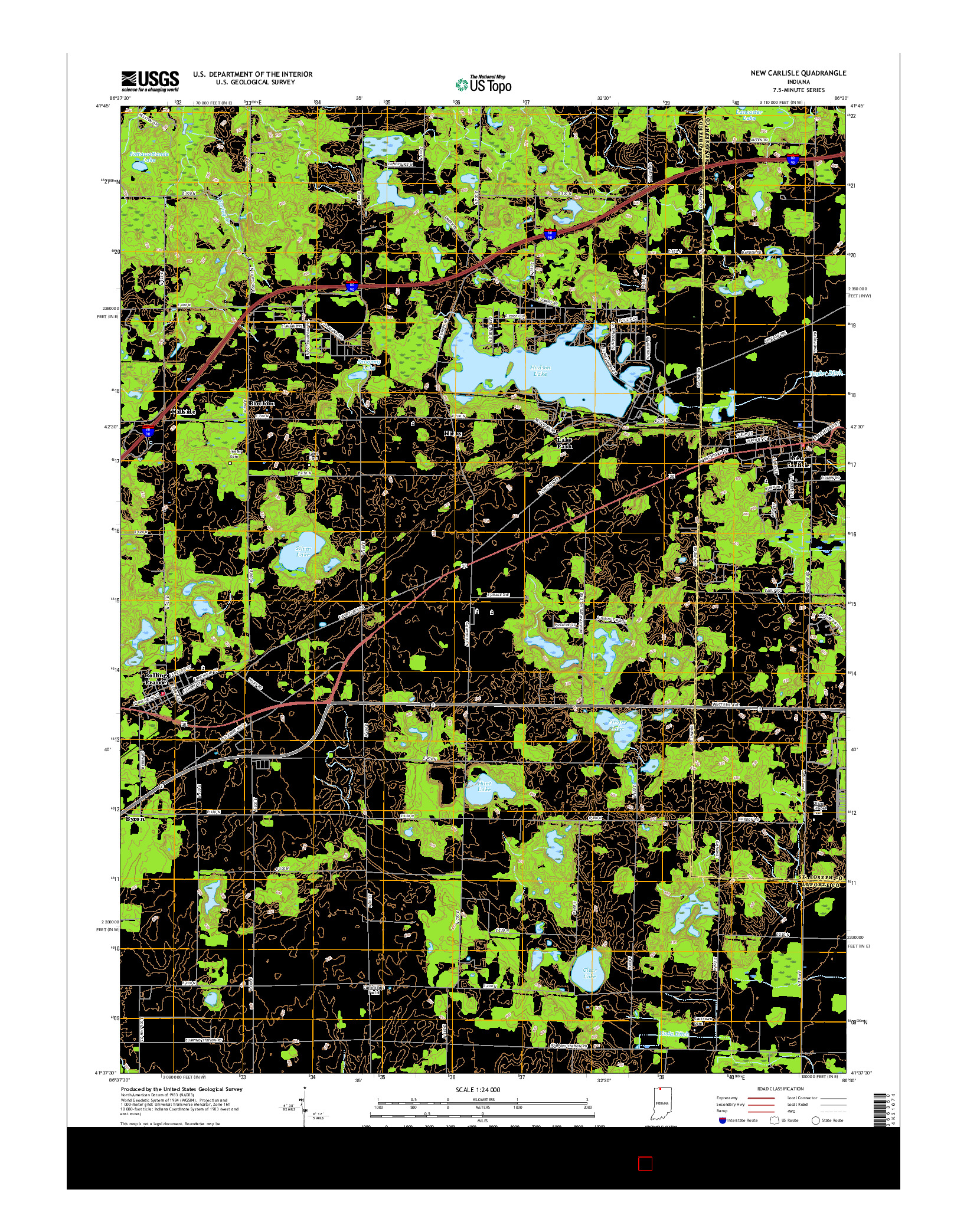 USGS US TOPO 7.5-MINUTE MAP FOR NEW CARLISLE, IN 2016