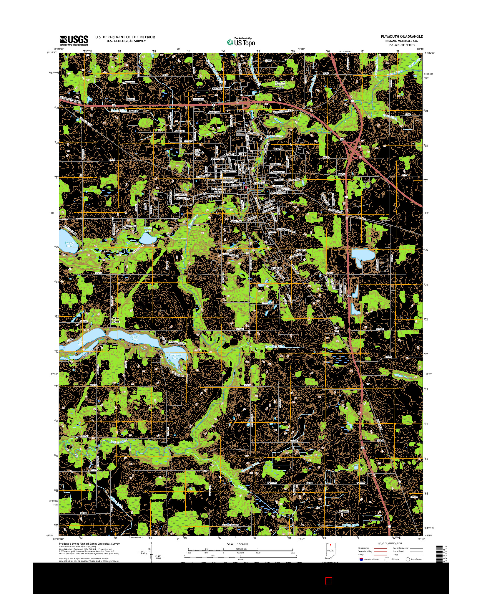 USGS US TOPO 7.5-MINUTE MAP FOR PLYMOUTH, IN 2016