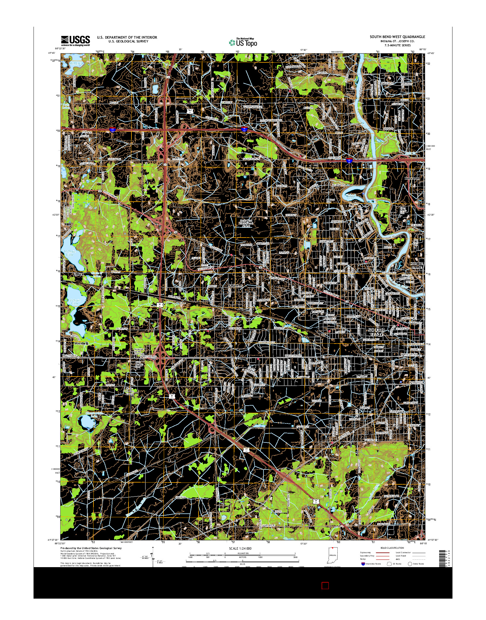 USGS US TOPO 7.5-MINUTE MAP FOR SOUTH BEND WEST, IN 2016