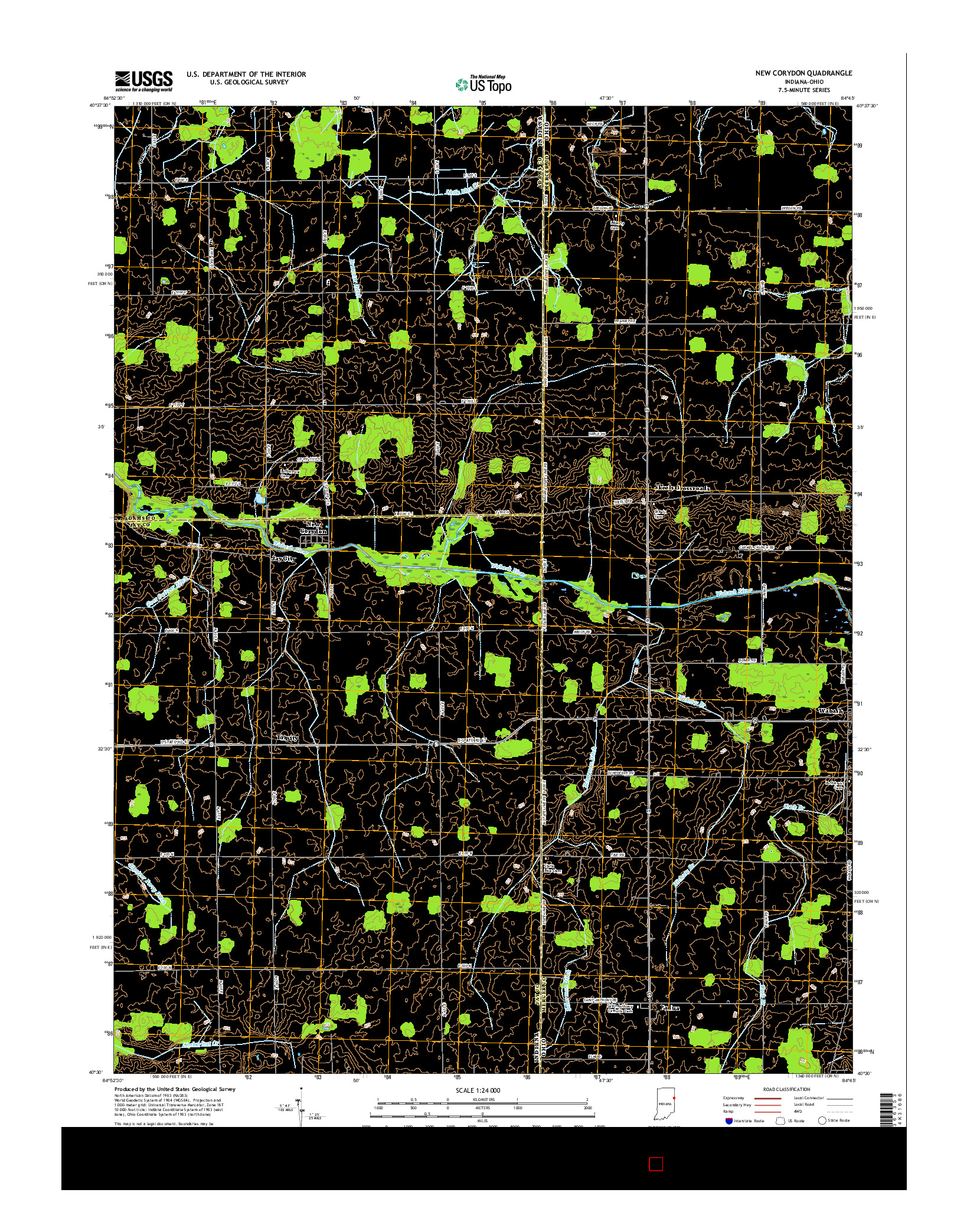 USGS US TOPO 7.5-MINUTE MAP FOR NEW CORYDON, IN-OH 2016