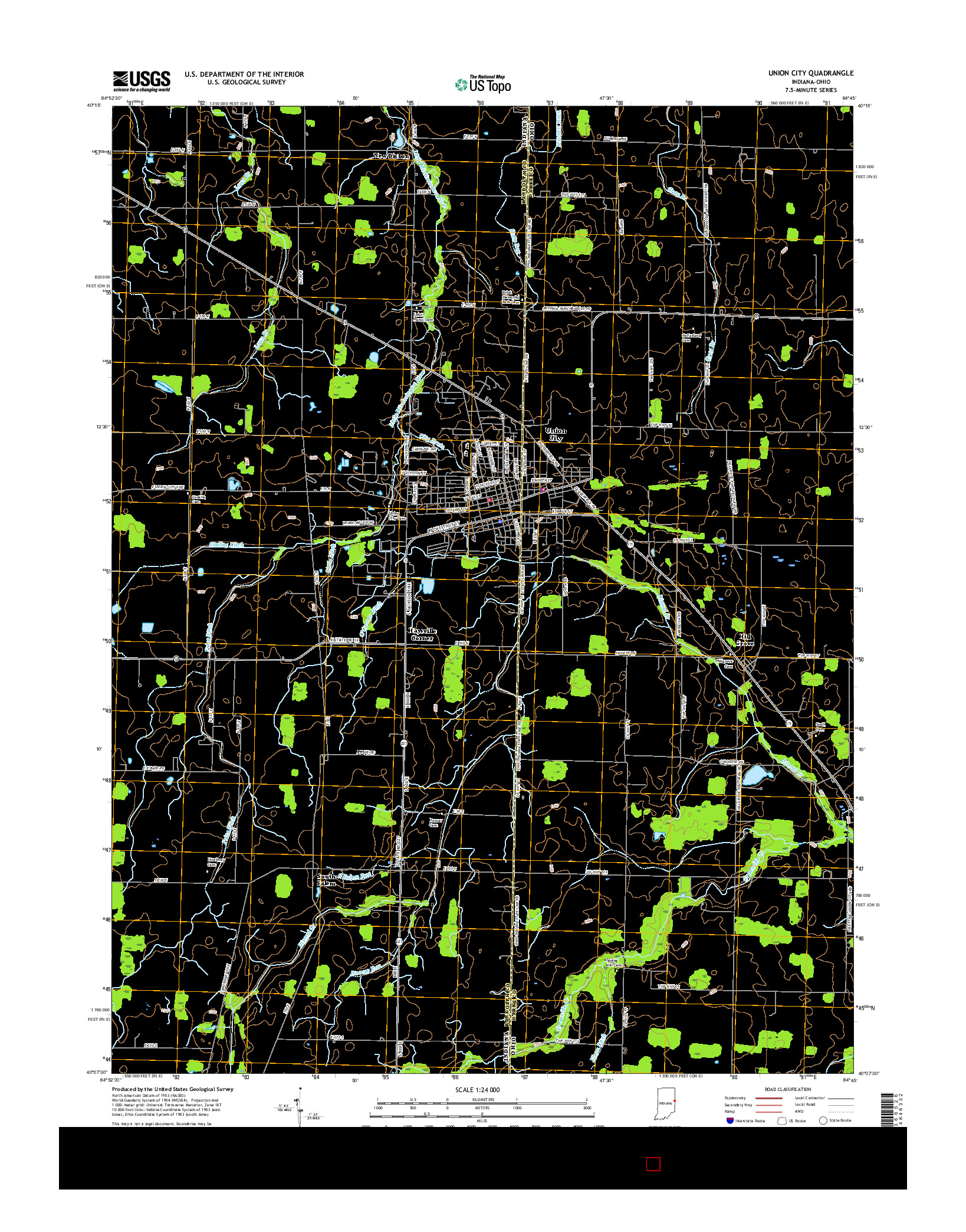 USGS US TOPO 7.5-MINUTE MAP FOR UNION CITY, IN-OH 2016