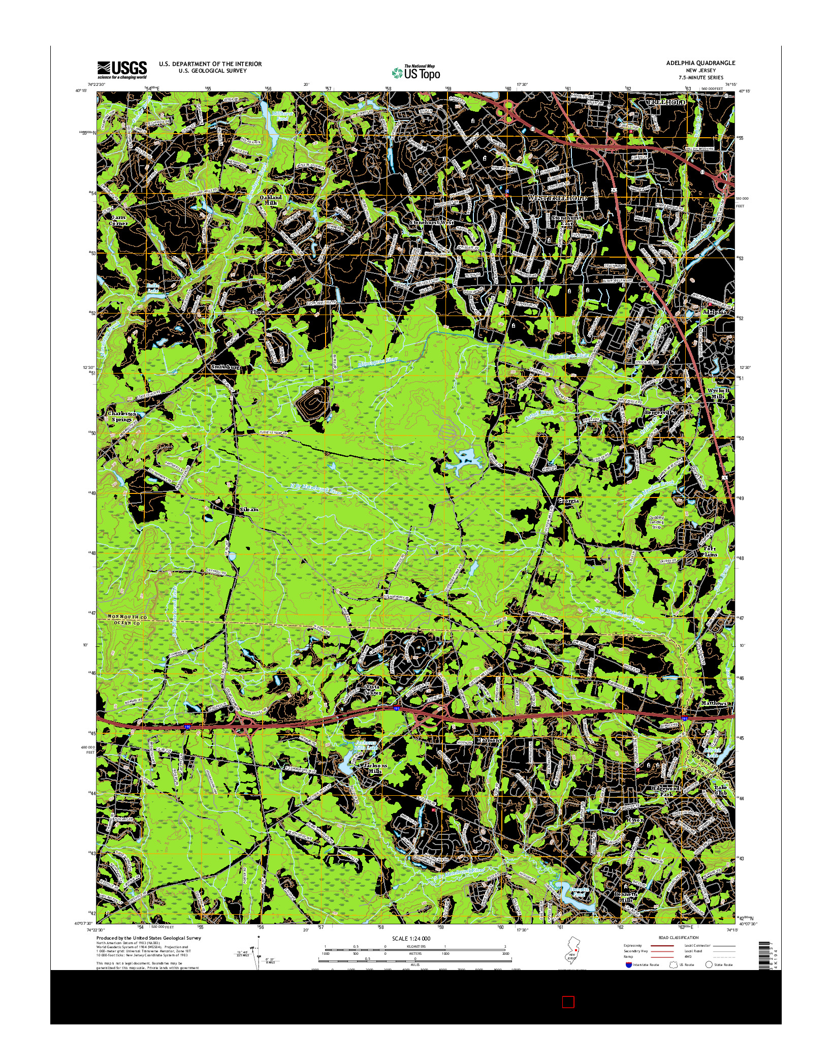 USGS US TOPO 7.5-MINUTE MAP FOR ADELPHIA, NJ 2016