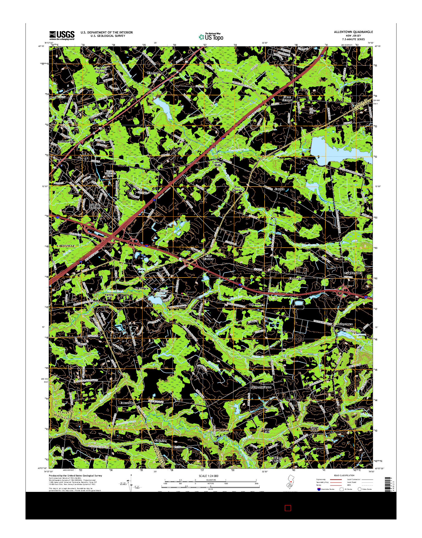 USGS US TOPO 7.5-MINUTE MAP FOR ALLENTOWN, NJ 2016