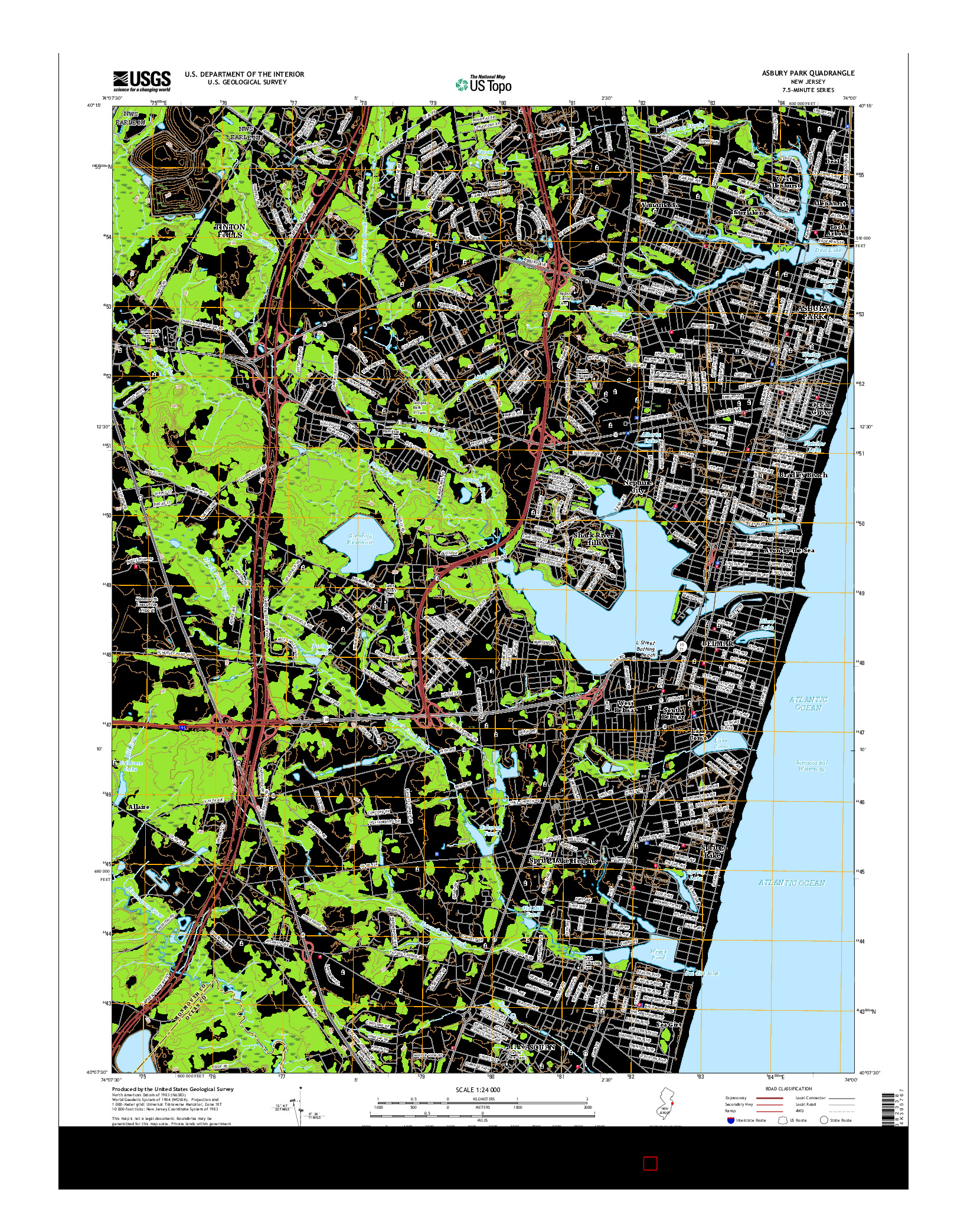 USGS US TOPO 7.5-MINUTE MAP FOR ASBURY PARK, NJ 2016