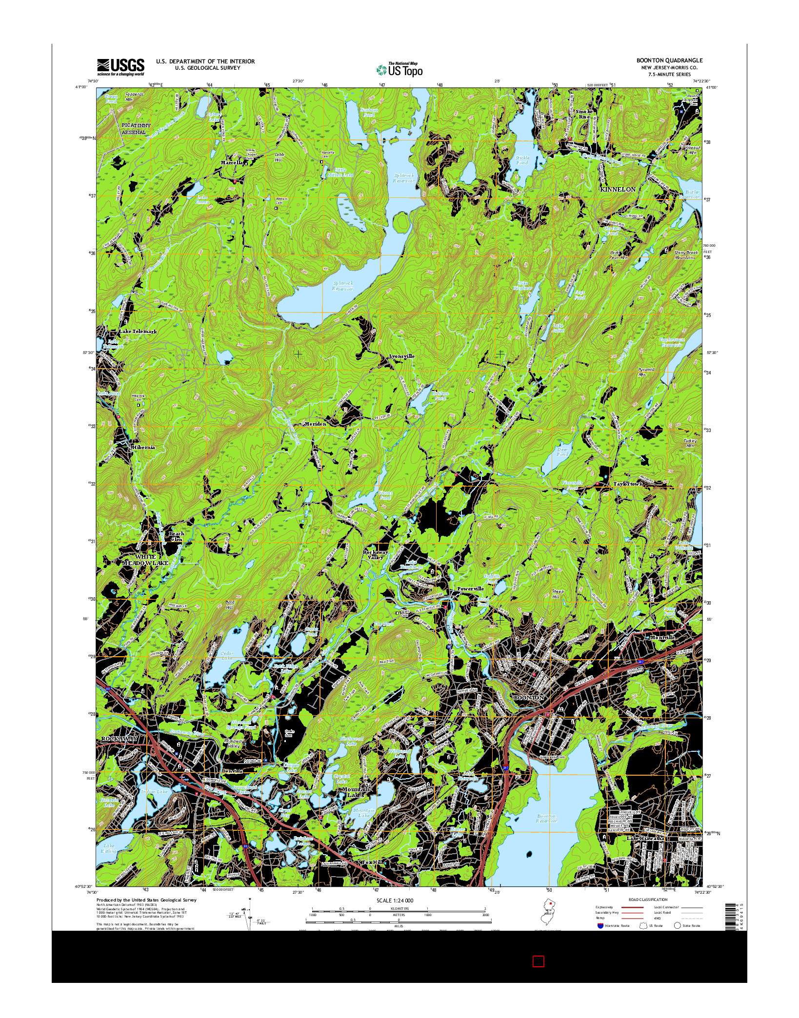 USGS US TOPO 7.5-MINUTE MAP FOR BOONTON, NJ 2016