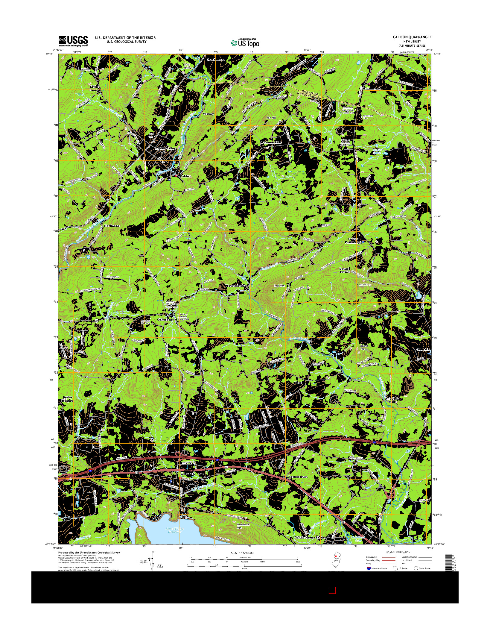 USGS US TOPO 7.5-MINUTE MAP FOR CALIFON, NJ 2016