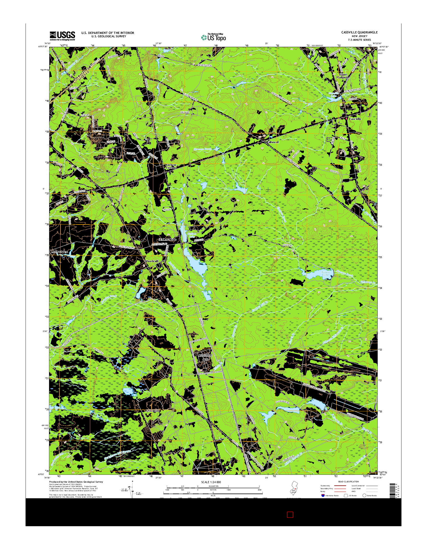 USGS US TOPO 7.5-MINUTE MAP FOR CASSVILLE, NJ 2016