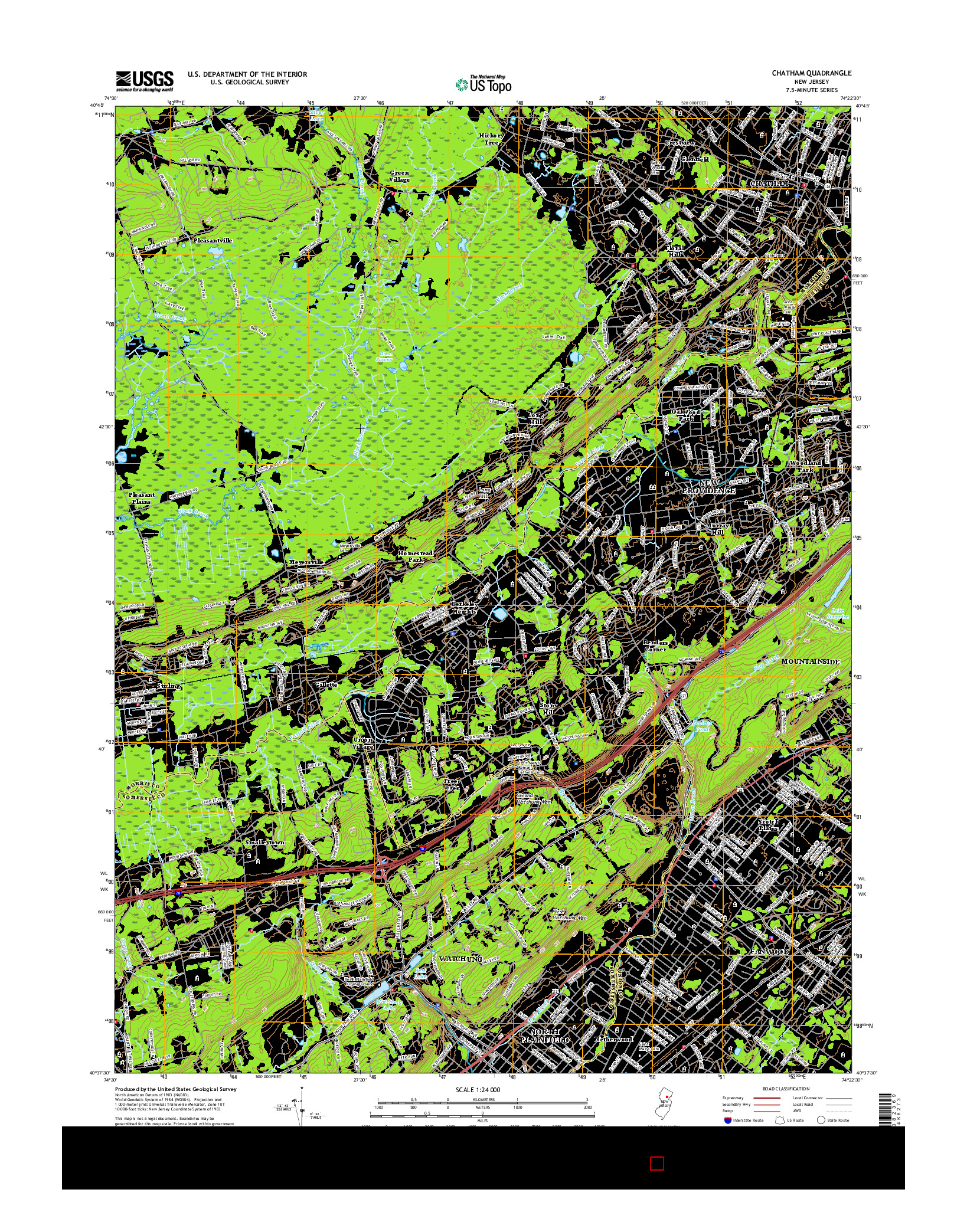 USGS US TOPO 7.5-MINUTE MAP FOR CHATHAM, NJ 2016