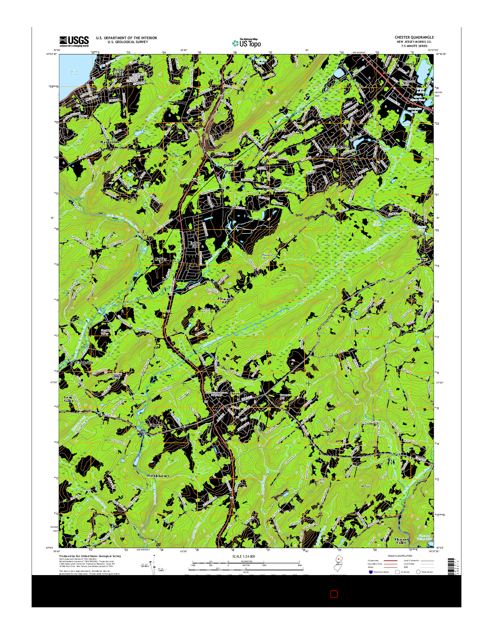 USGS US TOPO 7.5-MINUTE MAP FOR CHESTER, NJ 2016