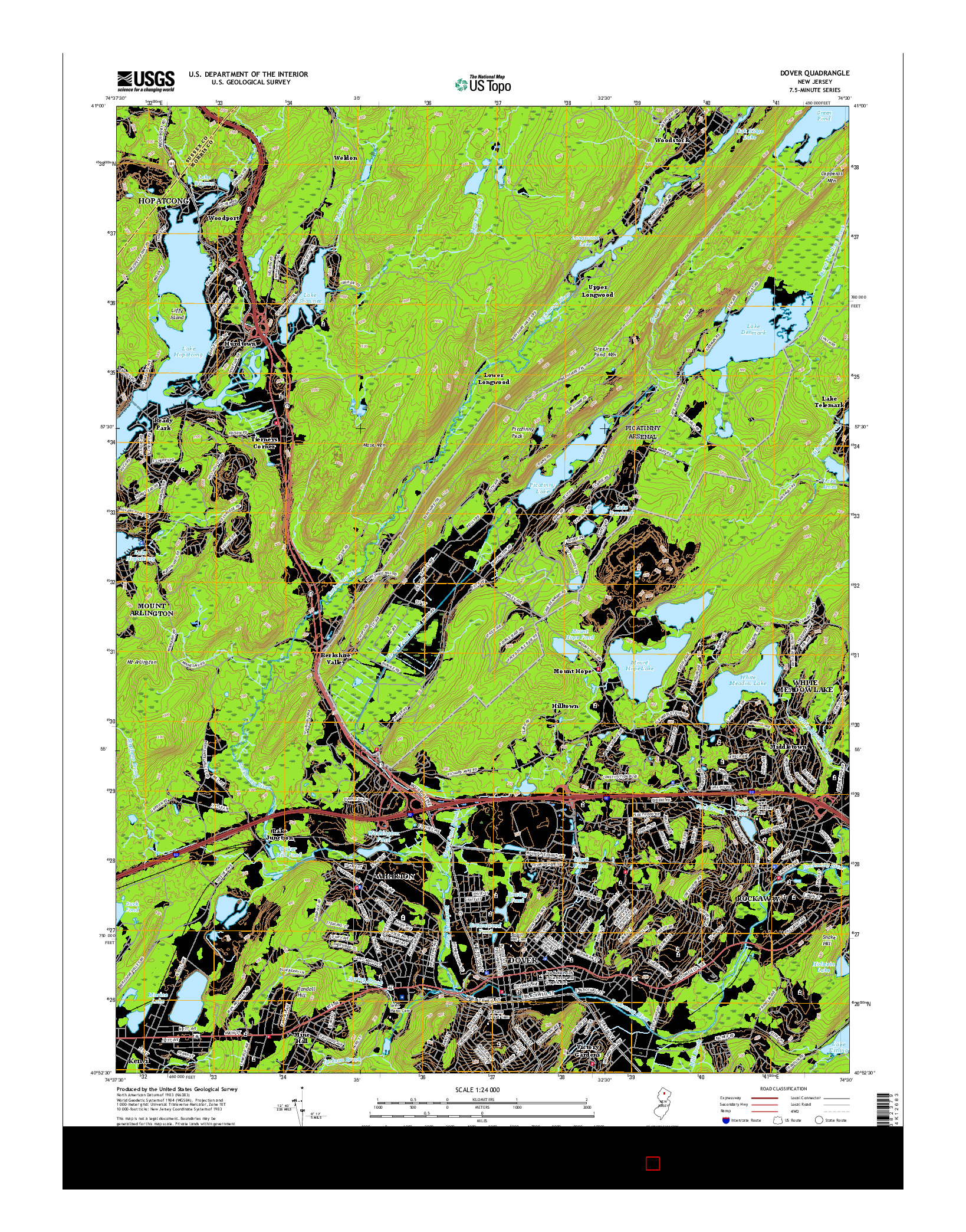 USGS US TOPO 7.5-MINUTE MAP FOR DOVER, NJ 2016