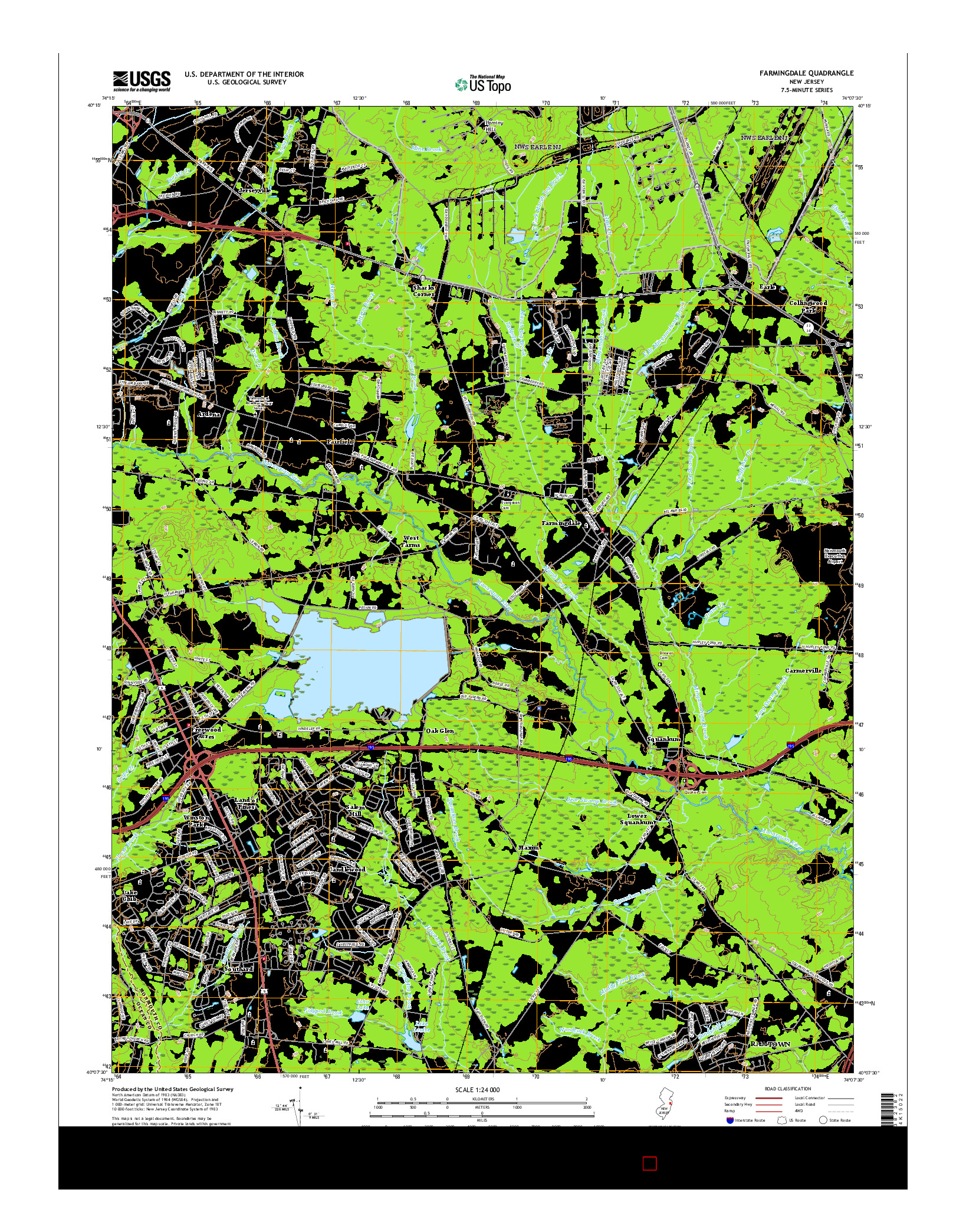 USGS US TOPO 7.5-MINUTE MAP FOR FARMINGDALE, NJ 2016