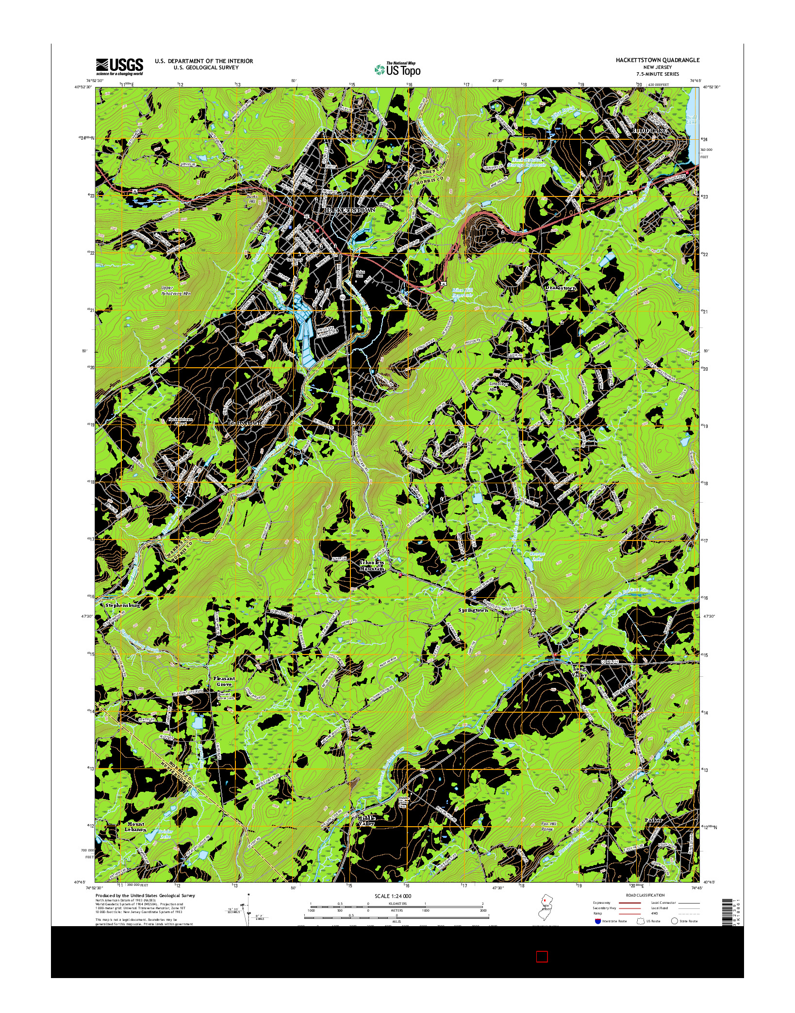 USGS US TOPO 7.5-MINUTE MAP FOR HACKETTSTOWN, NJ 2016