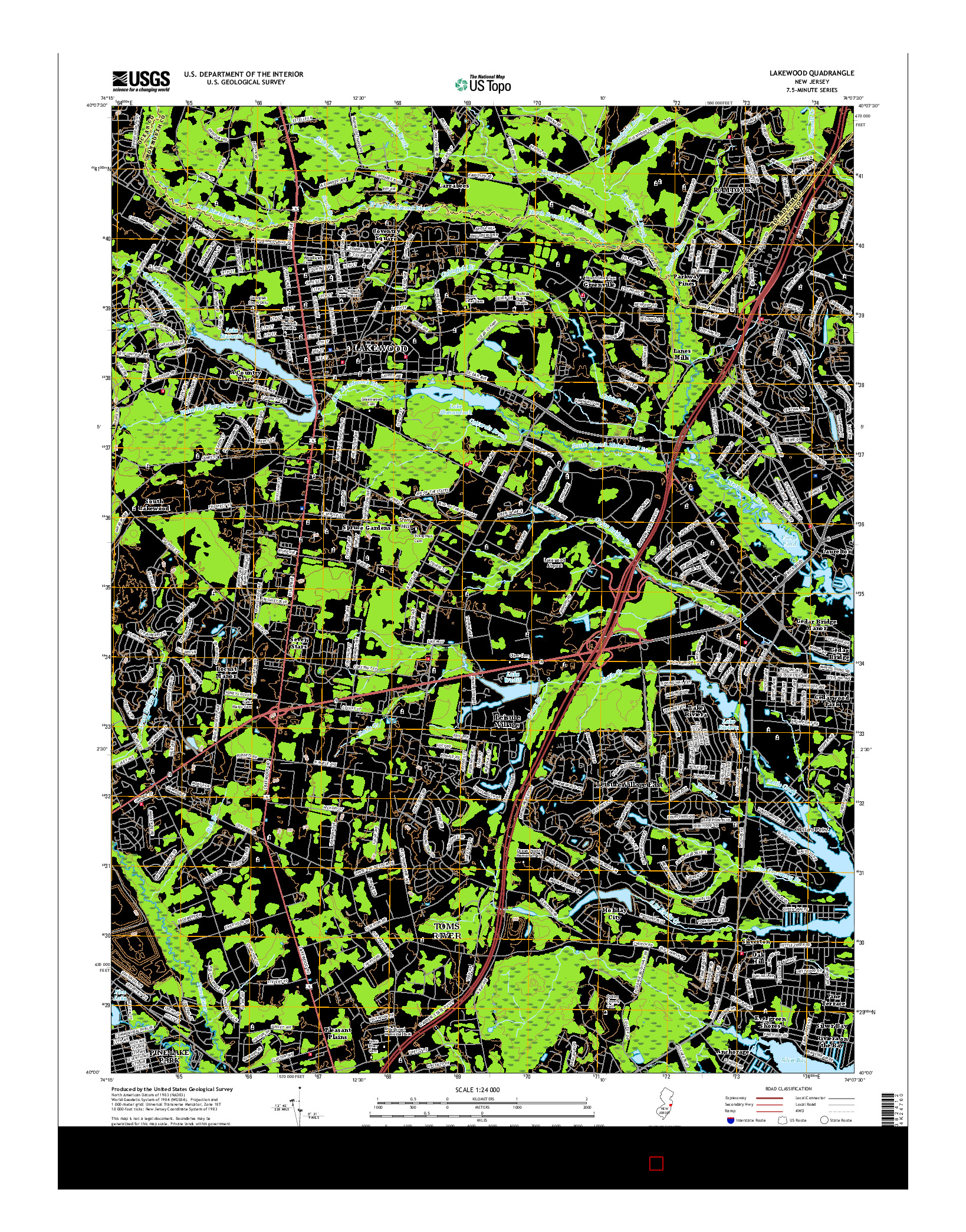 USGS US TOPO 7.5-MINUTE MAP FOR LAKEWOOD, NJ 2016