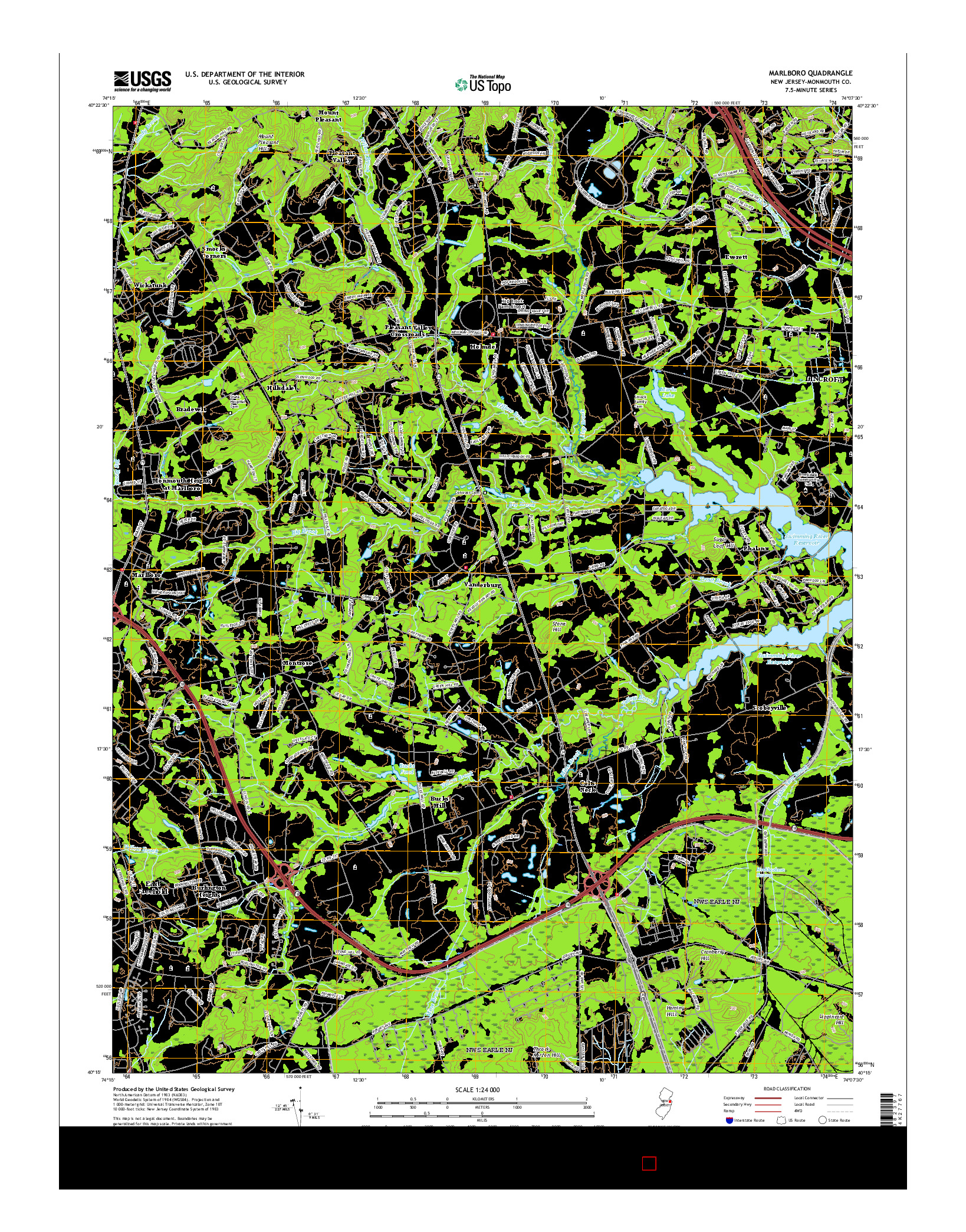 USGS US TOPO 7.5-MINUTE MAP FOR MARLBORO, NJ 2016