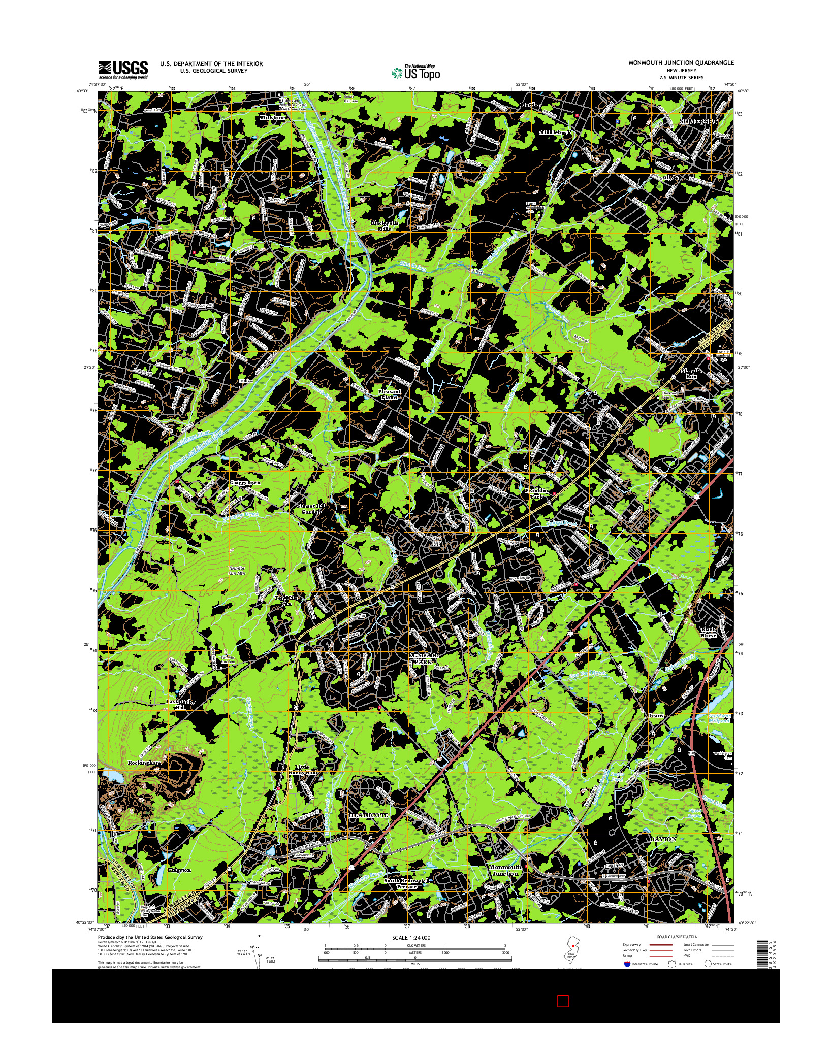 USGS US TOPO 7.5-MINUTE MAP FOR MONMOUTH JUNCTION, NJ 2016