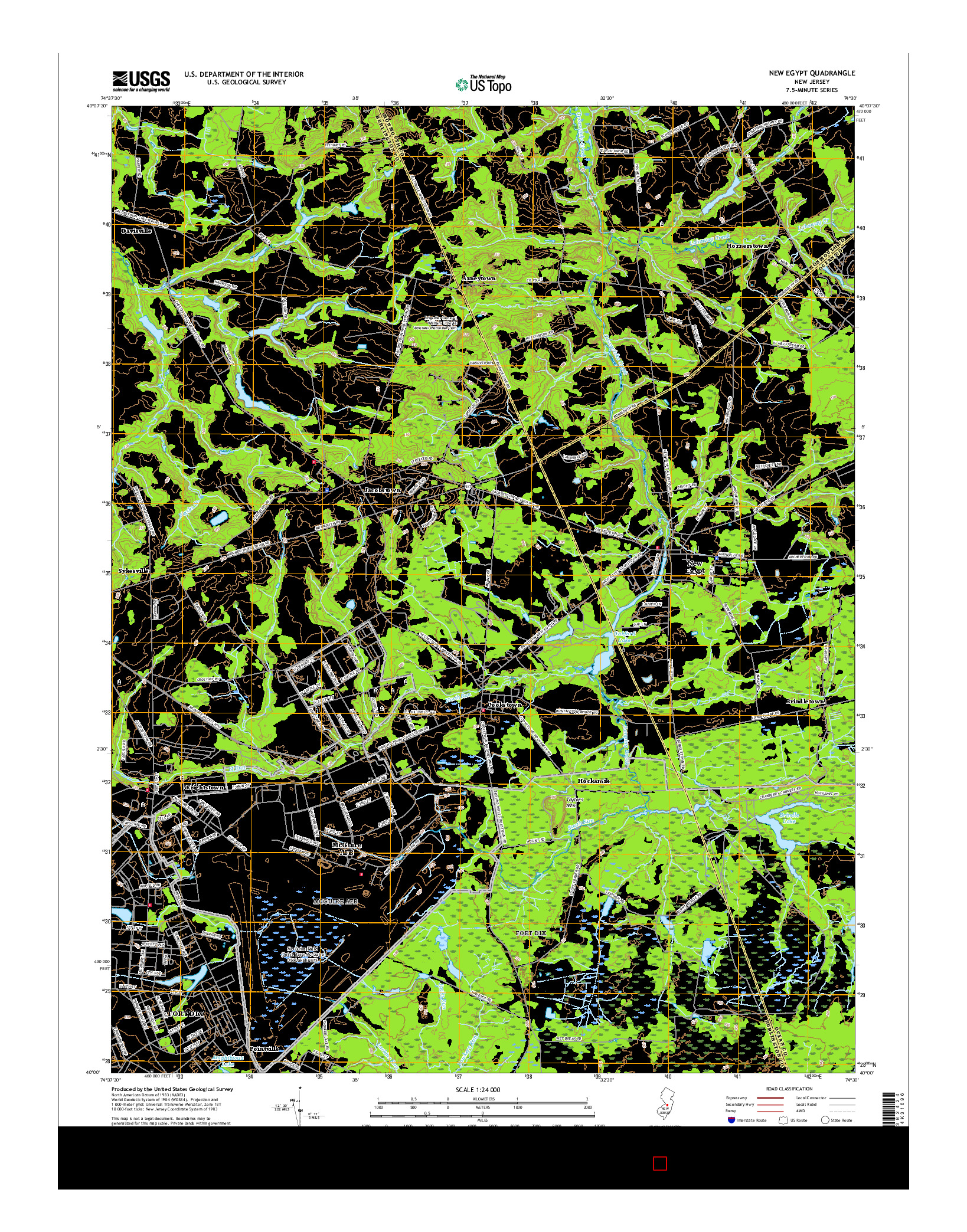 USGS US TOPO 7.5-MINUTE MAP FOR NEW EGYPT, NJ 2016