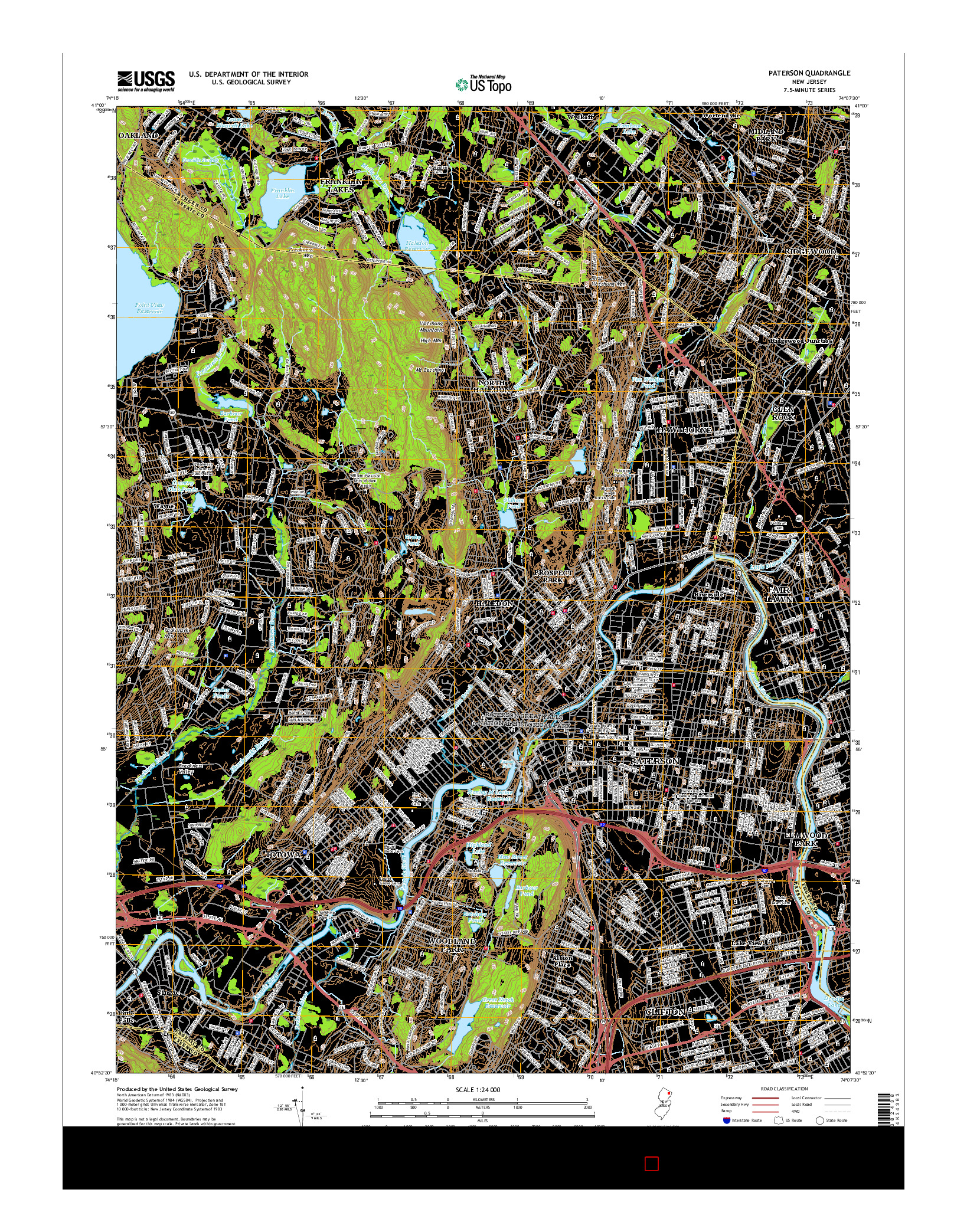 USGS US TOPO 7.5-MINUTE MAP FOR PATERSON, NJ 2016