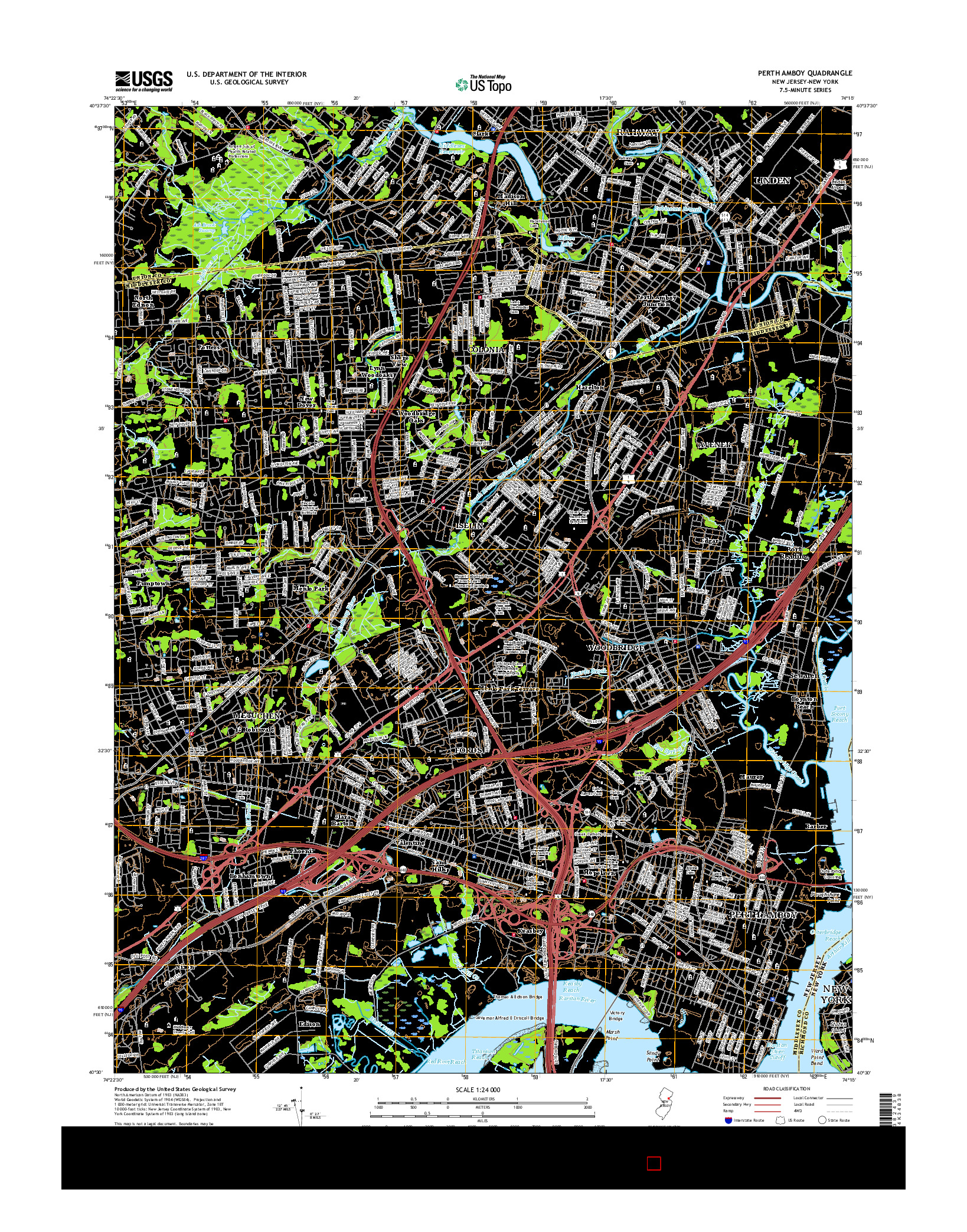 USGS US TOPO 7.5-MINUTE MAP FOR PERTH AMBOY, NJ-NY 2016