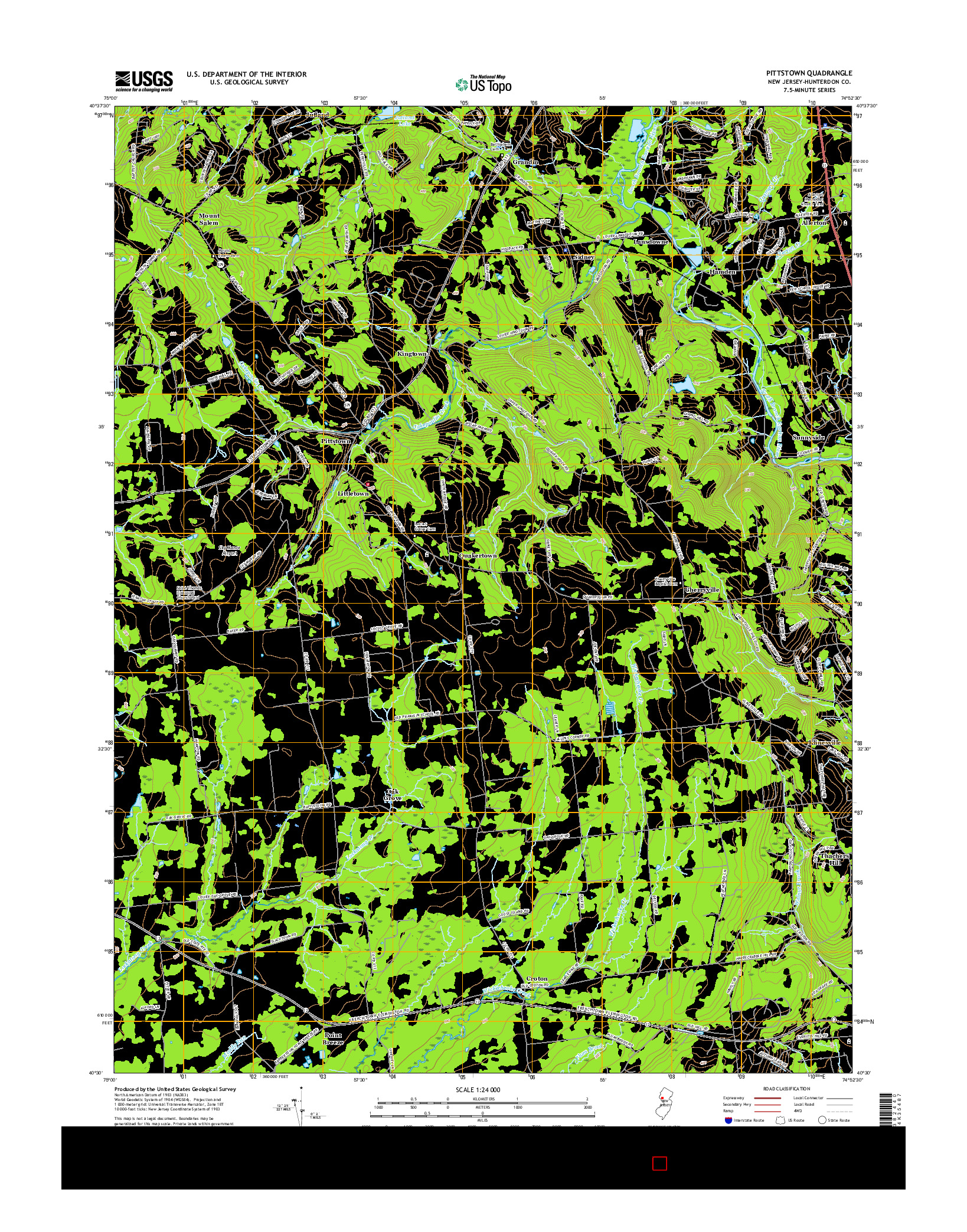 USGS US TOPO 7.5-MINUTE MAP FOR PITTSTOWN, NJ 2016