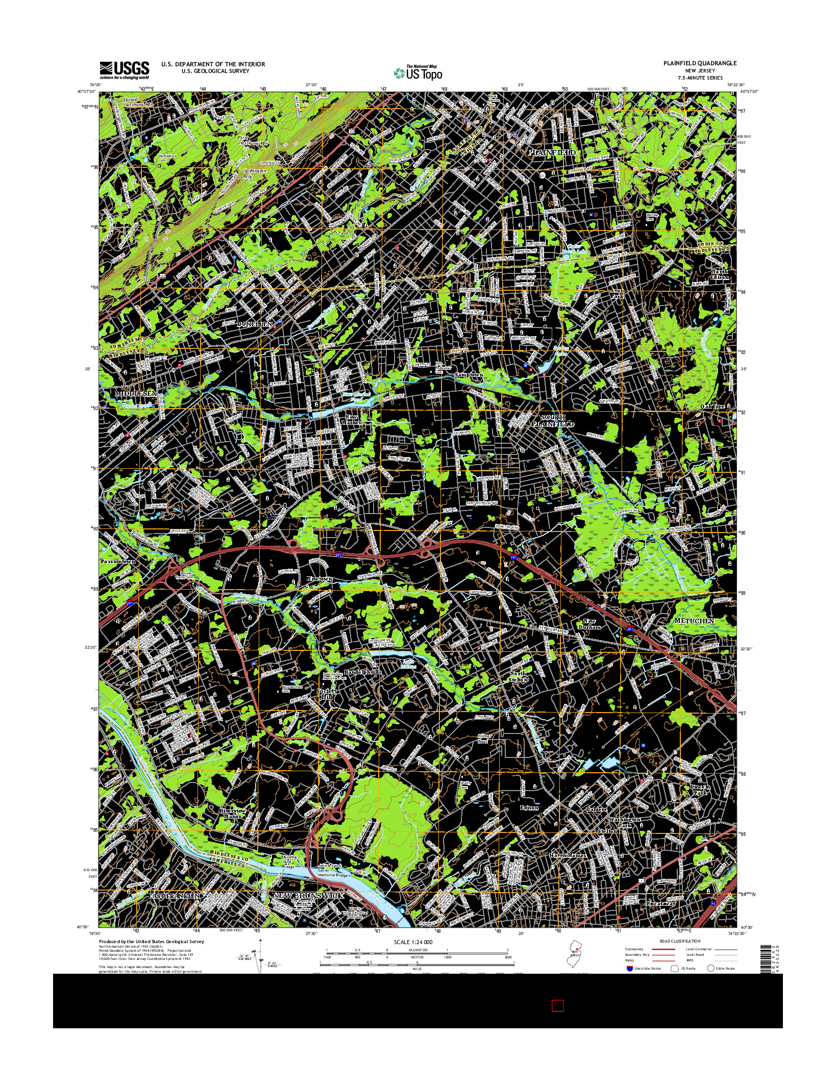 USGS US TOPO 7.5-MINUTE MAP FOR PLAINFIELD, NJ 2016