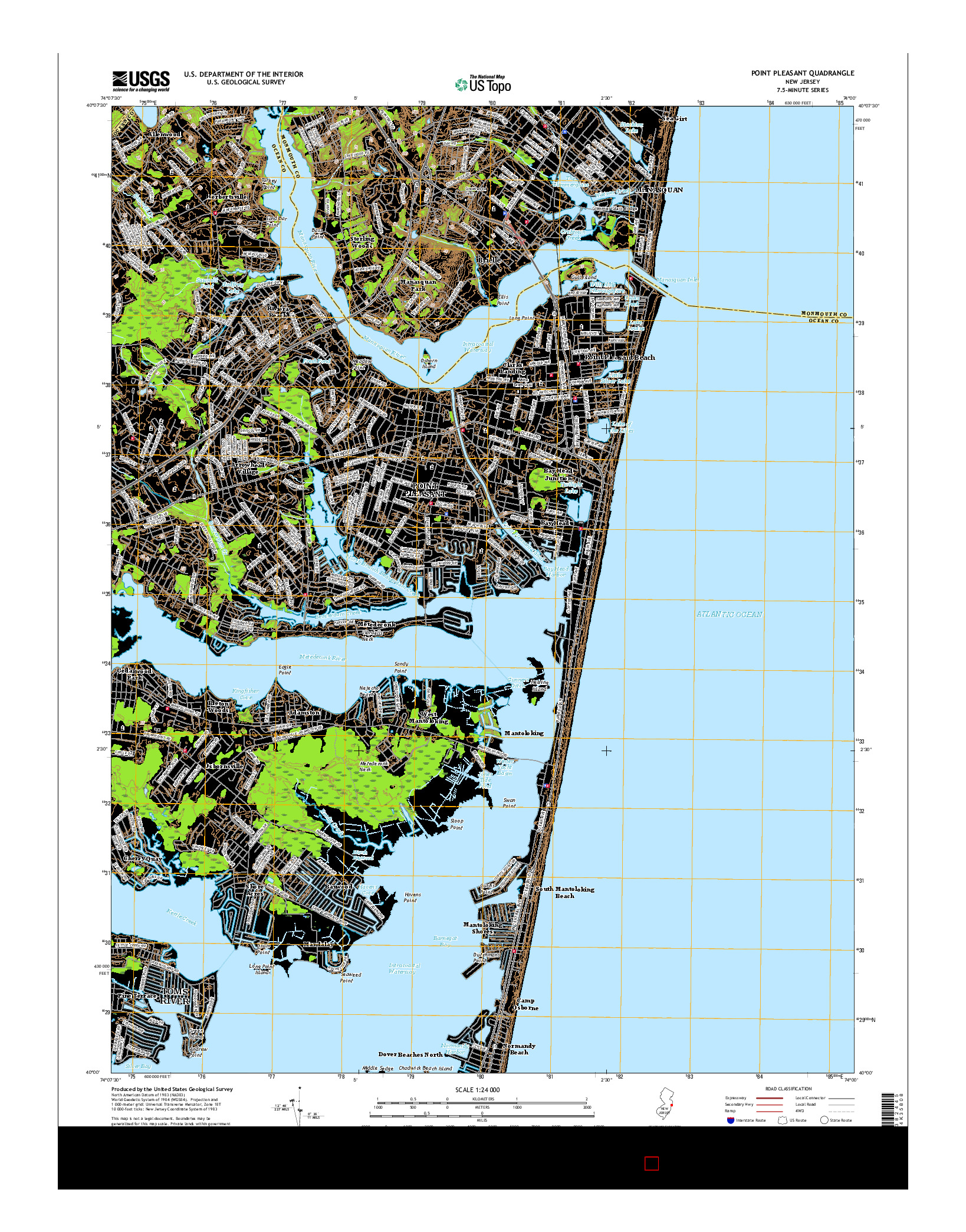 USGS US TOPO 7.5-MINUTE MAP FOR POINT PLEASANT, NJ 2016