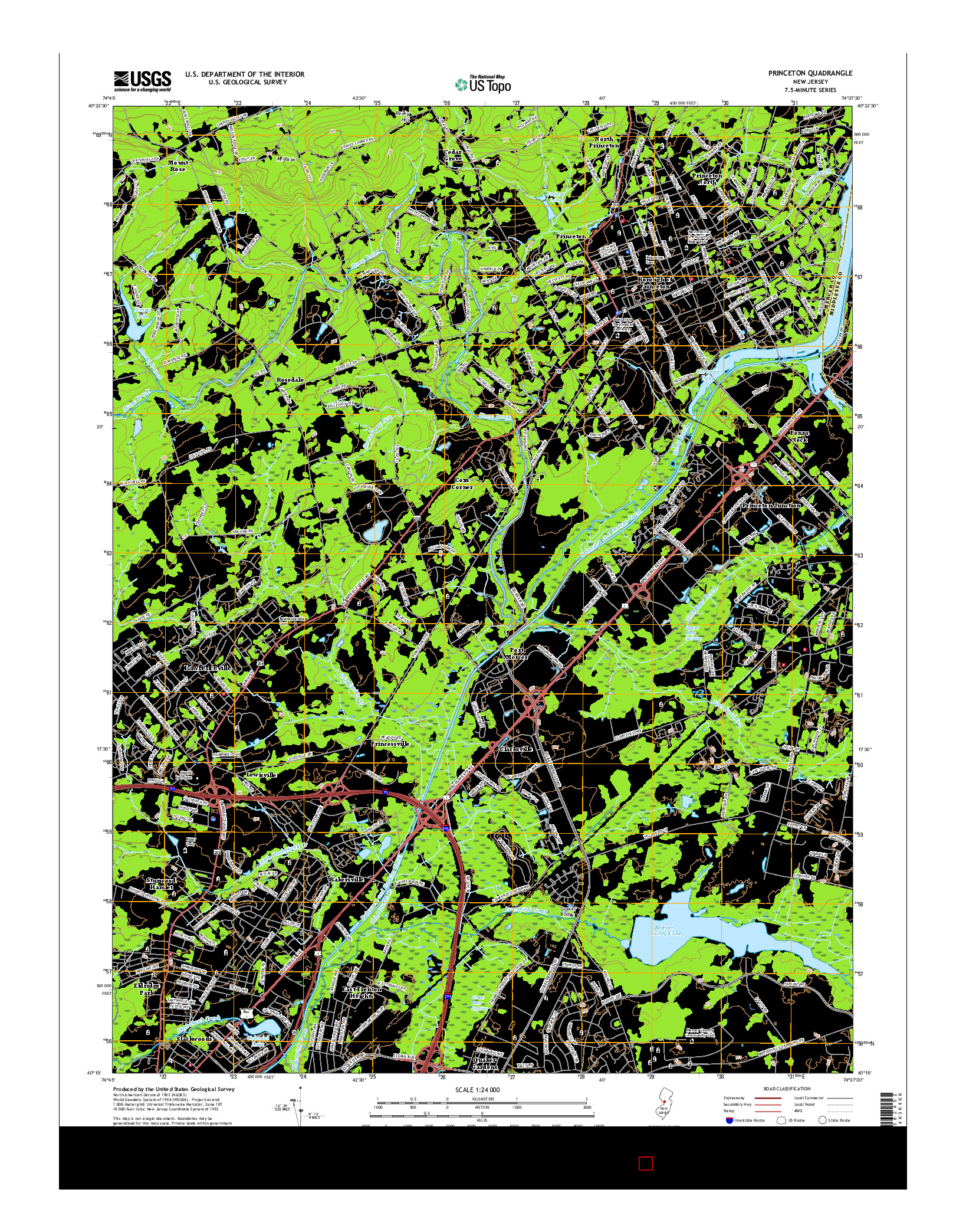 USGS US TOPO 7.5-MINUTE MAP FOR PRINCETON, NJ 2016