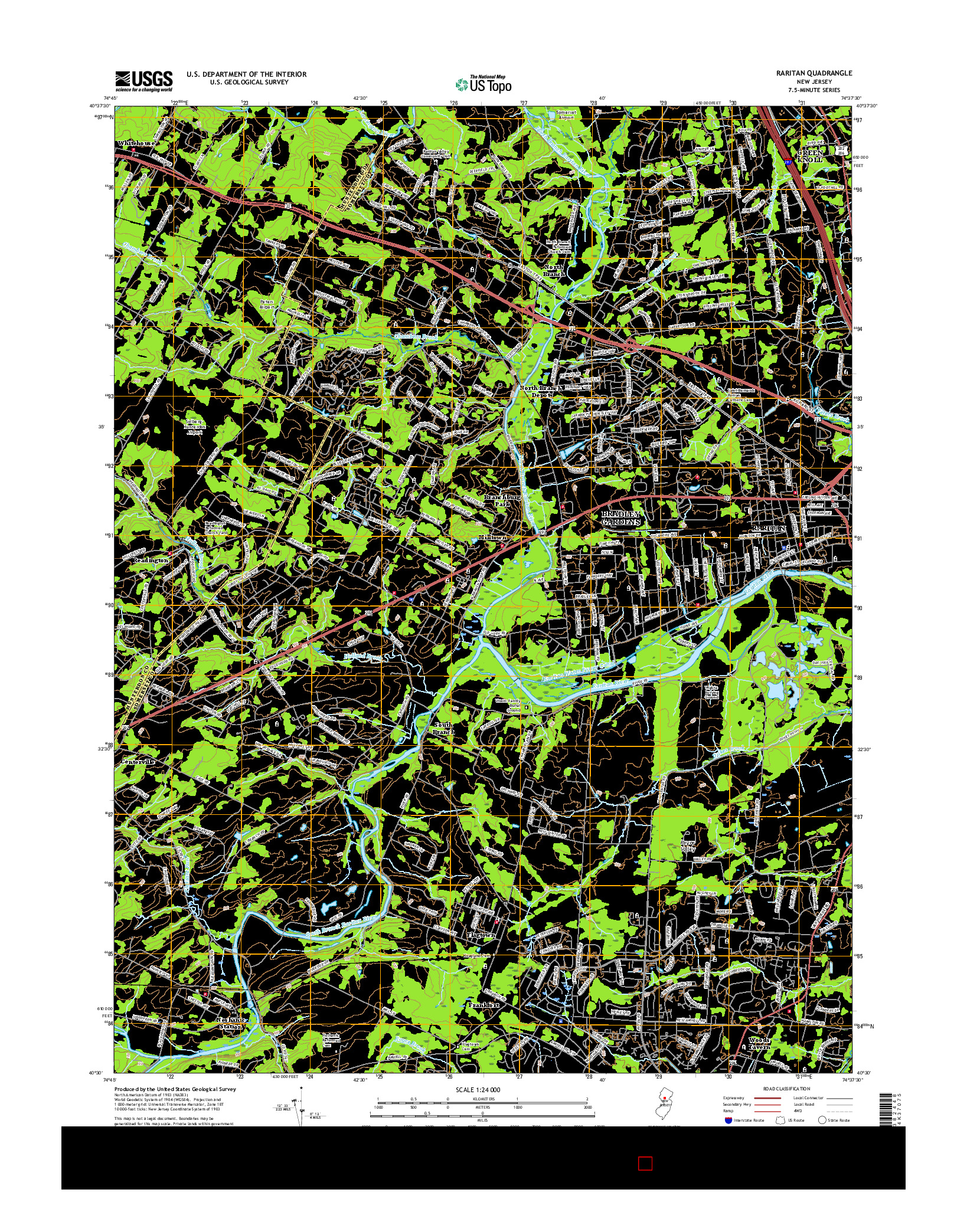 USGS US TOPO 7.5-MINUTE MAP FOR RARITAN, NJ 2016