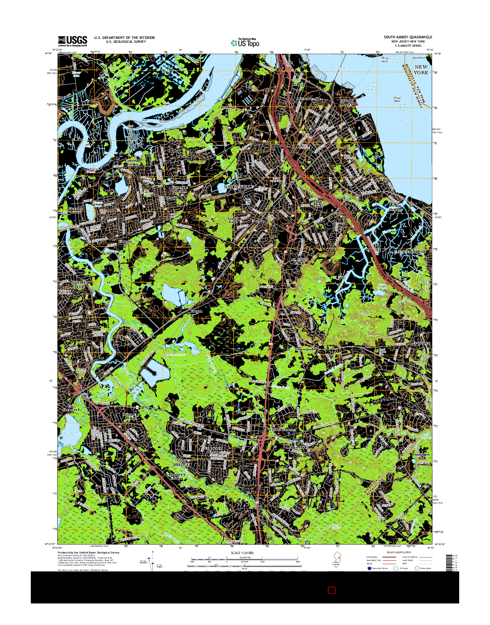 USGS US TOPO 7.5-MINUTE MAP FOR SOUTH AMBOY, NJ-NY 2016