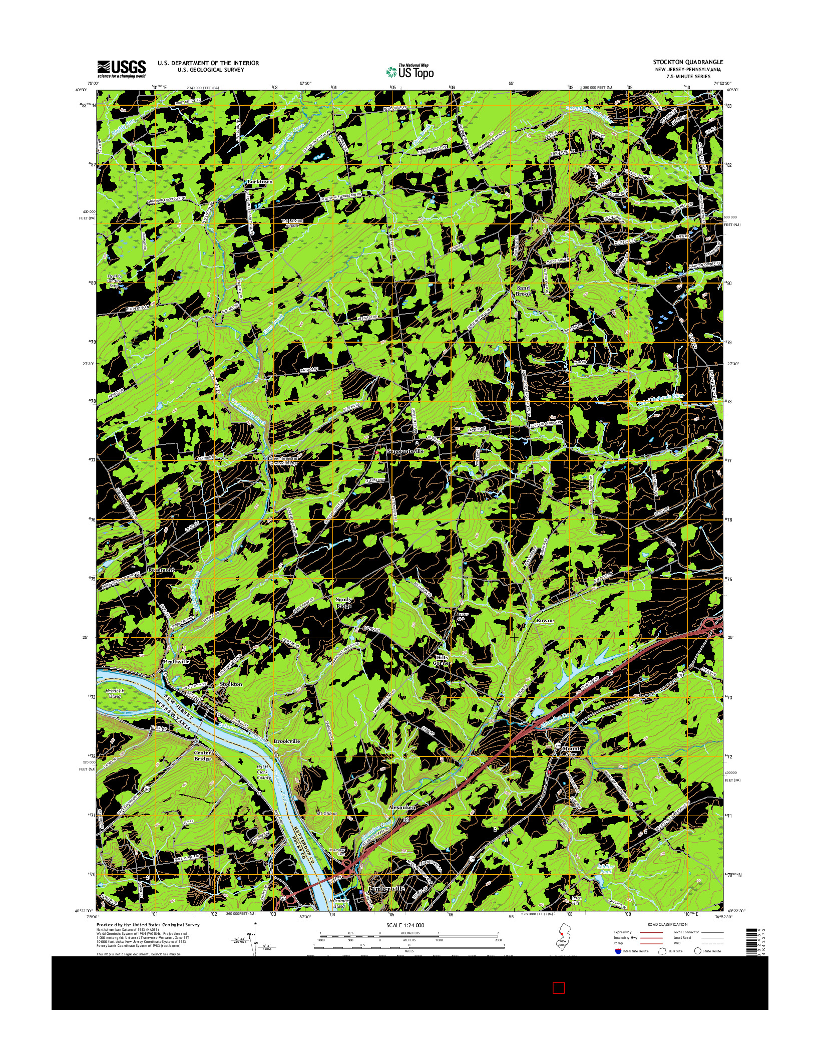 USGS US TOPO 7.5-MINUTE MAP FOR STOCKTON, NJ-PA 2016